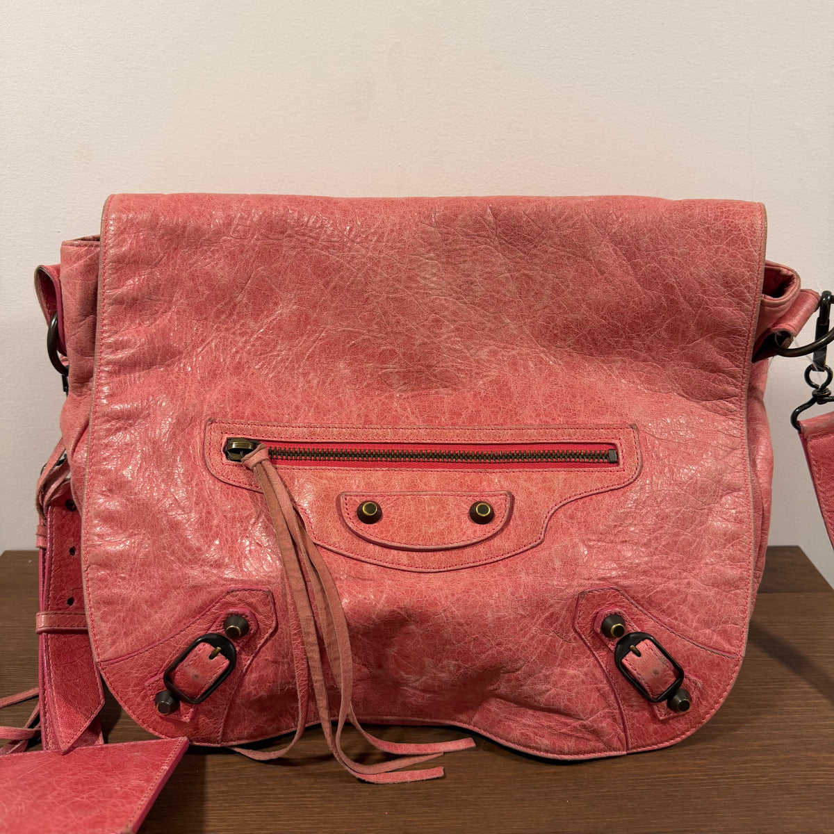 Balenciaga City Folk Messenger Bag Pink
