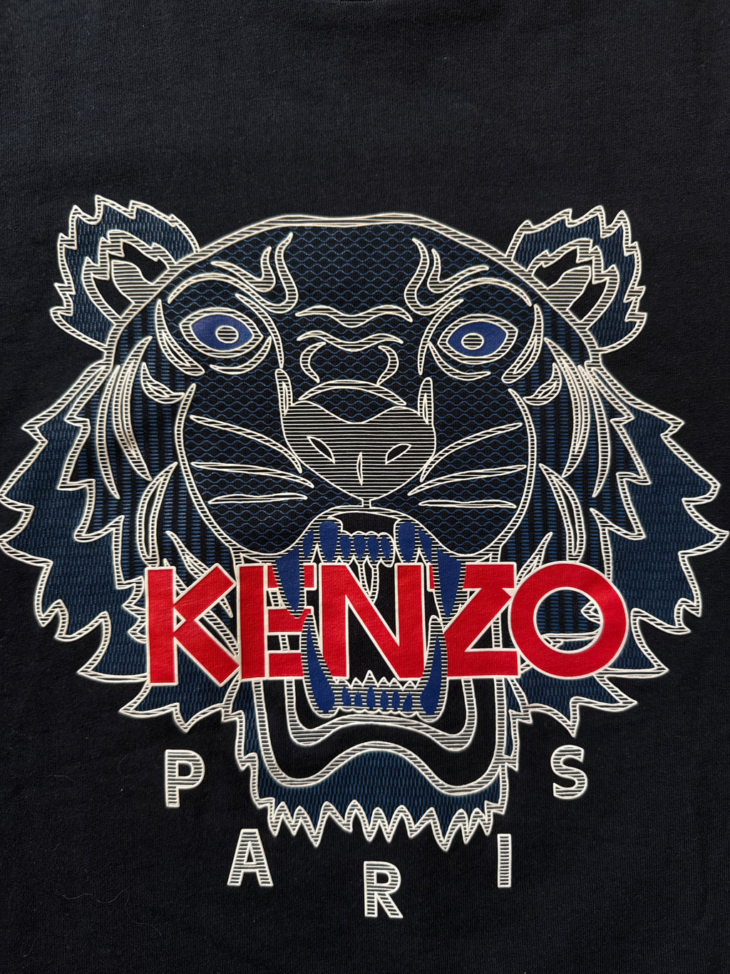 Kenzo Paris Shibori Tiger Logo Tee Navy