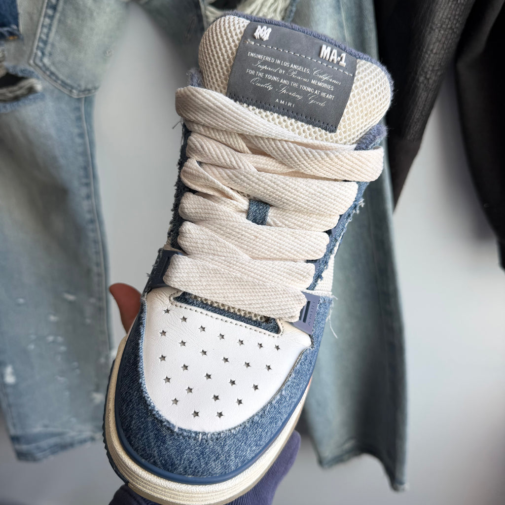 Amiri MA-1 Vintage Denim Washed Indigo Sneakers (41EU)