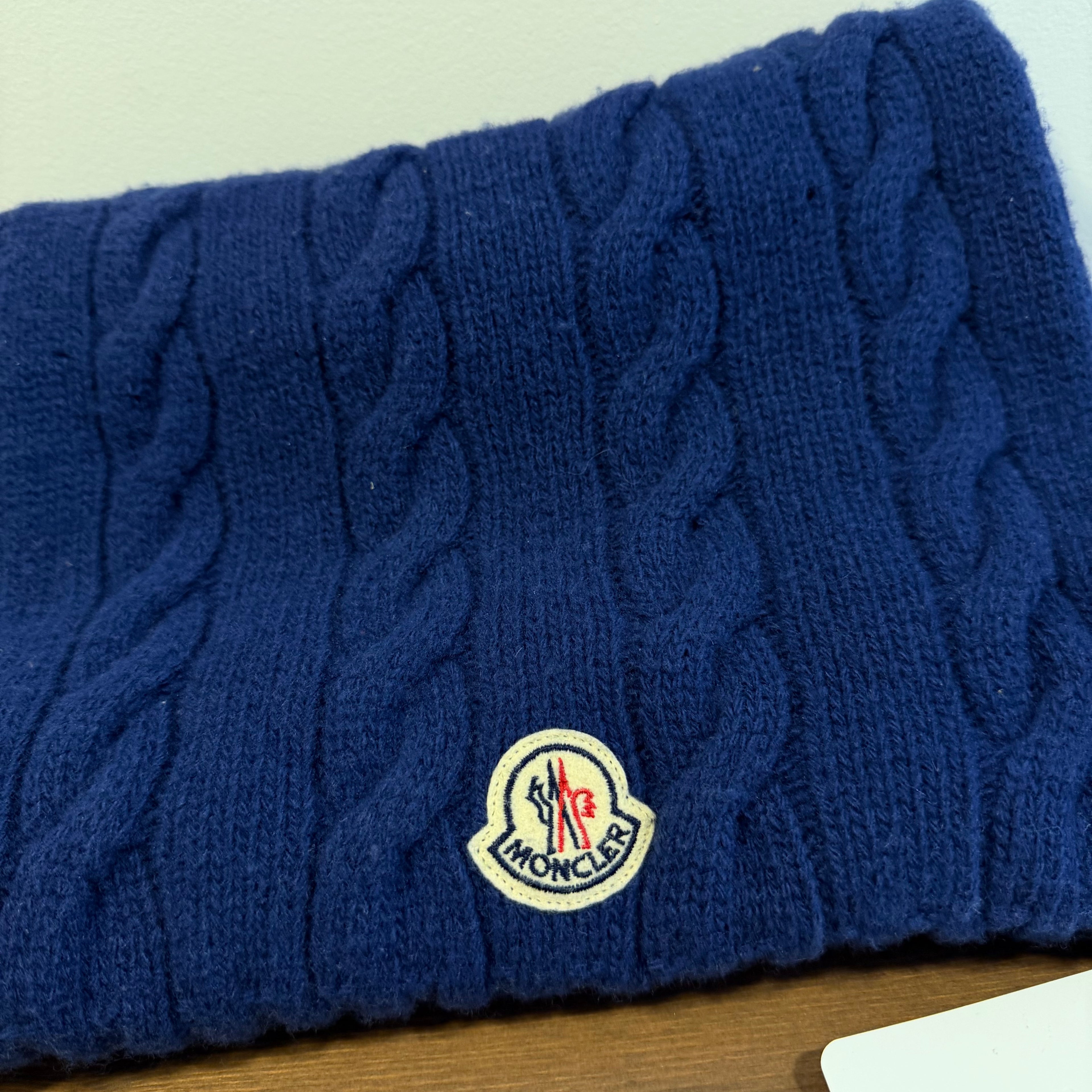 Moncler Wool Knit Scarf Blue