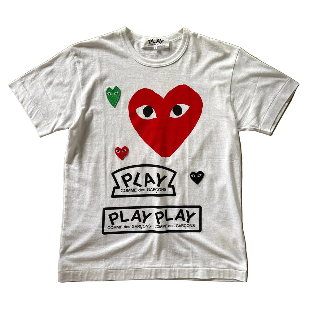 Comme Des Garçons PLAY Multi Logo Tee White