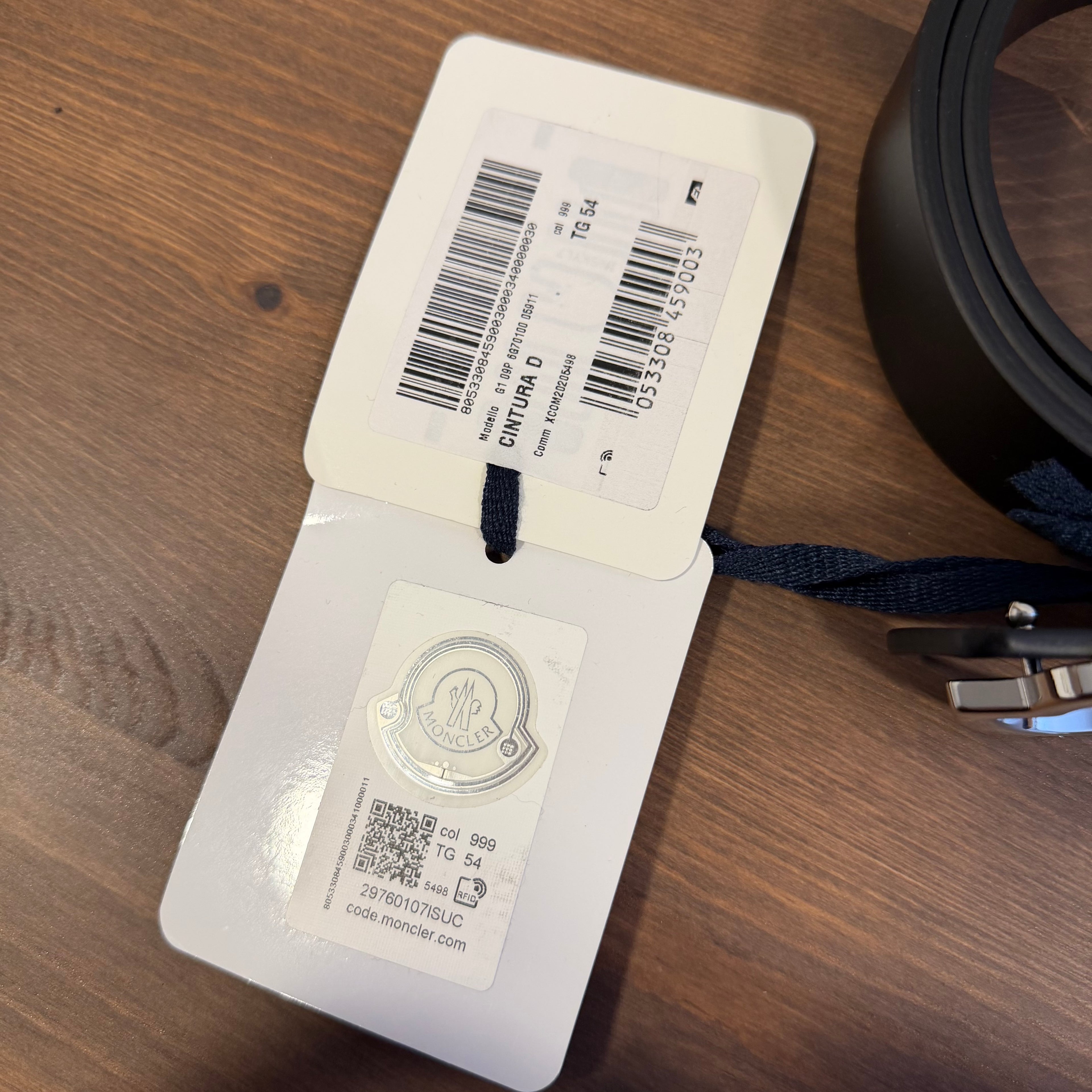 Moncler Logo Buckle Black Leather Belt