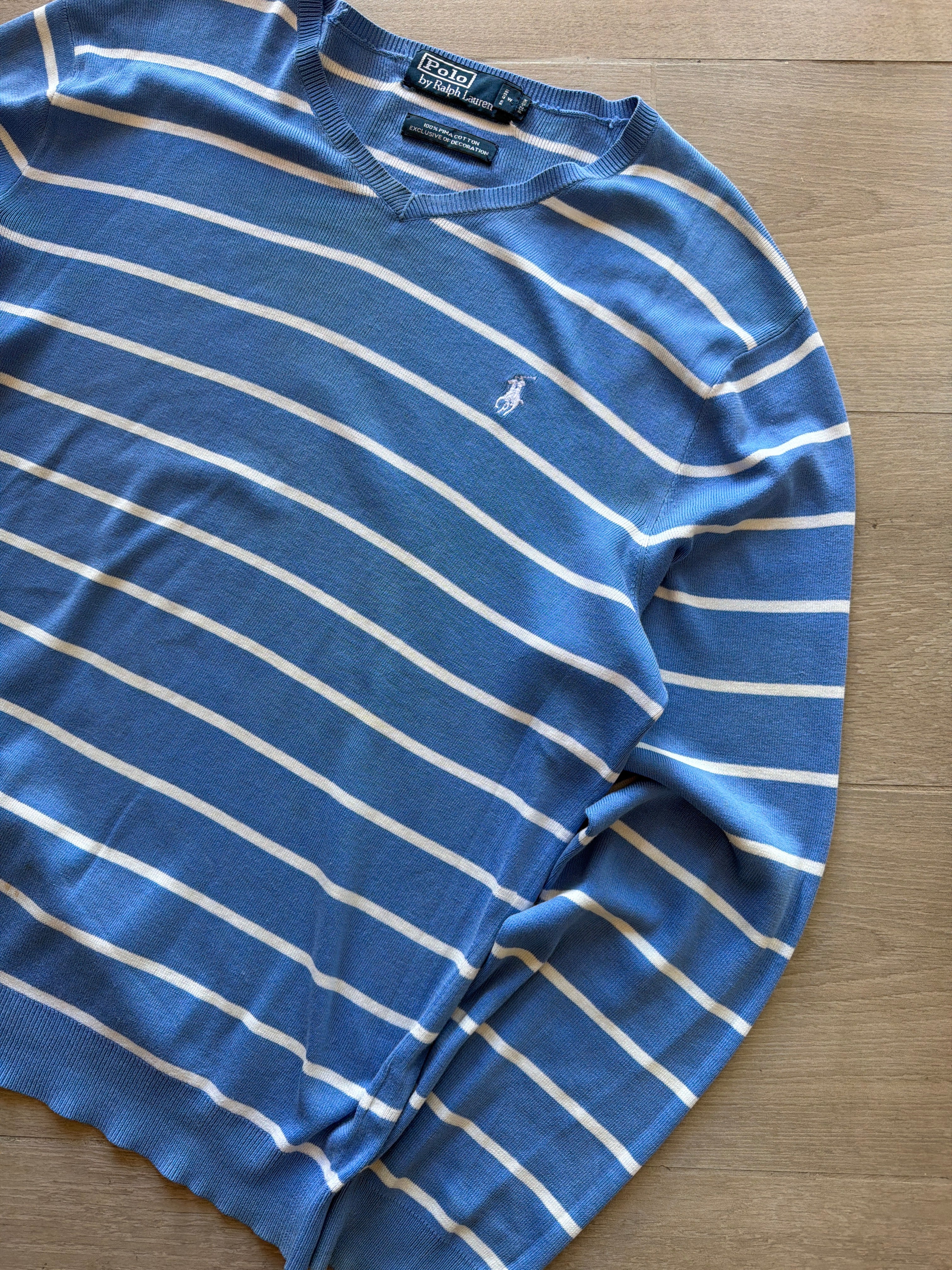00s Ralph Lauren Stripe Crewneck Blue