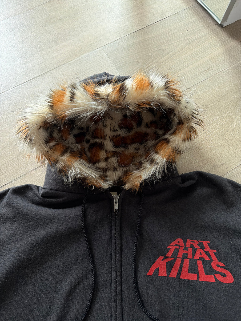 Gallery Dept. ATK “Art That Kills” Faux Fur Lined Zip Up Hoodie (S/M)