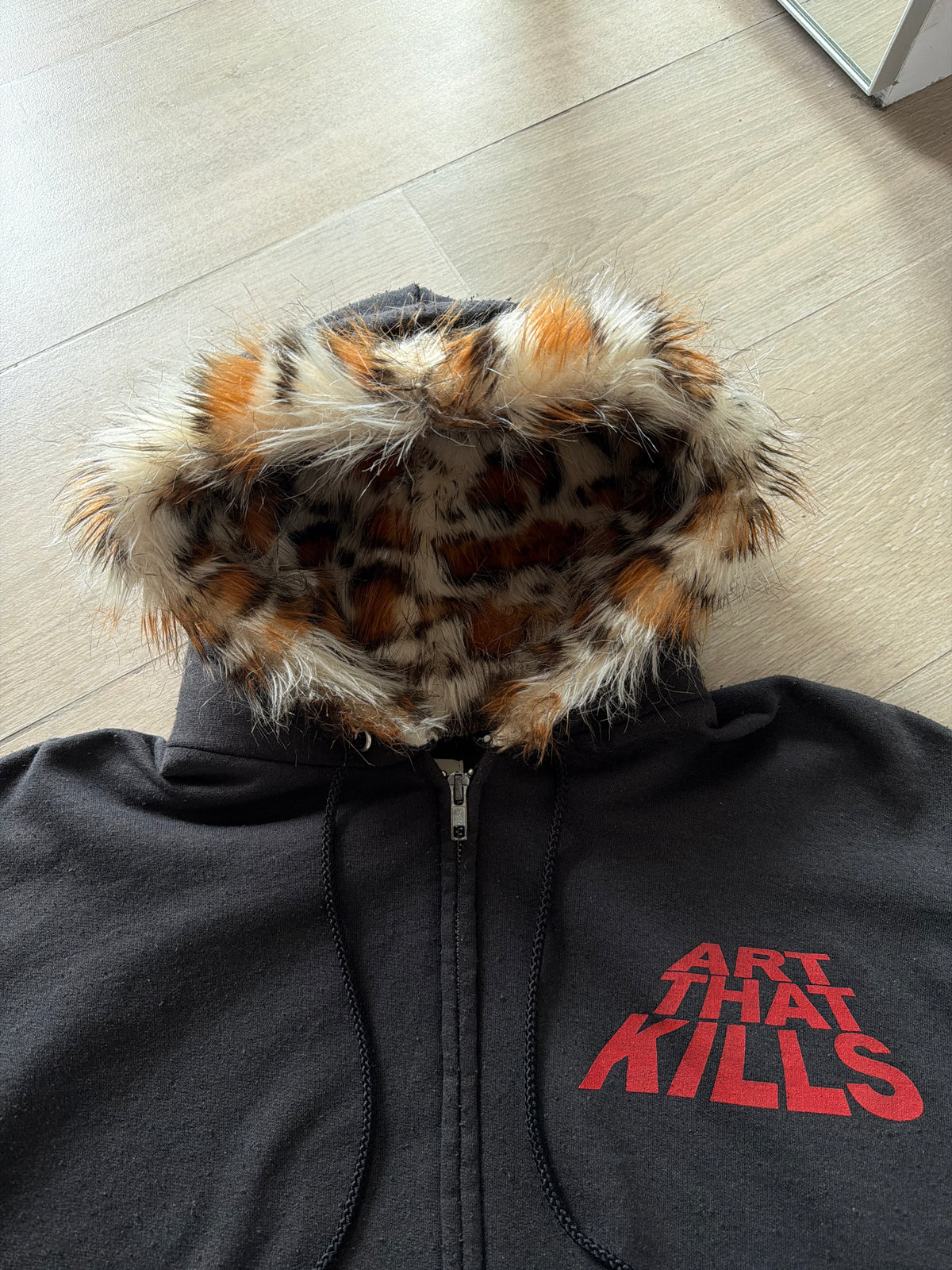 Gallery Dept. ATK “Art That Kills” Faux Fur Lined Zip Up Hoodie (S/M)