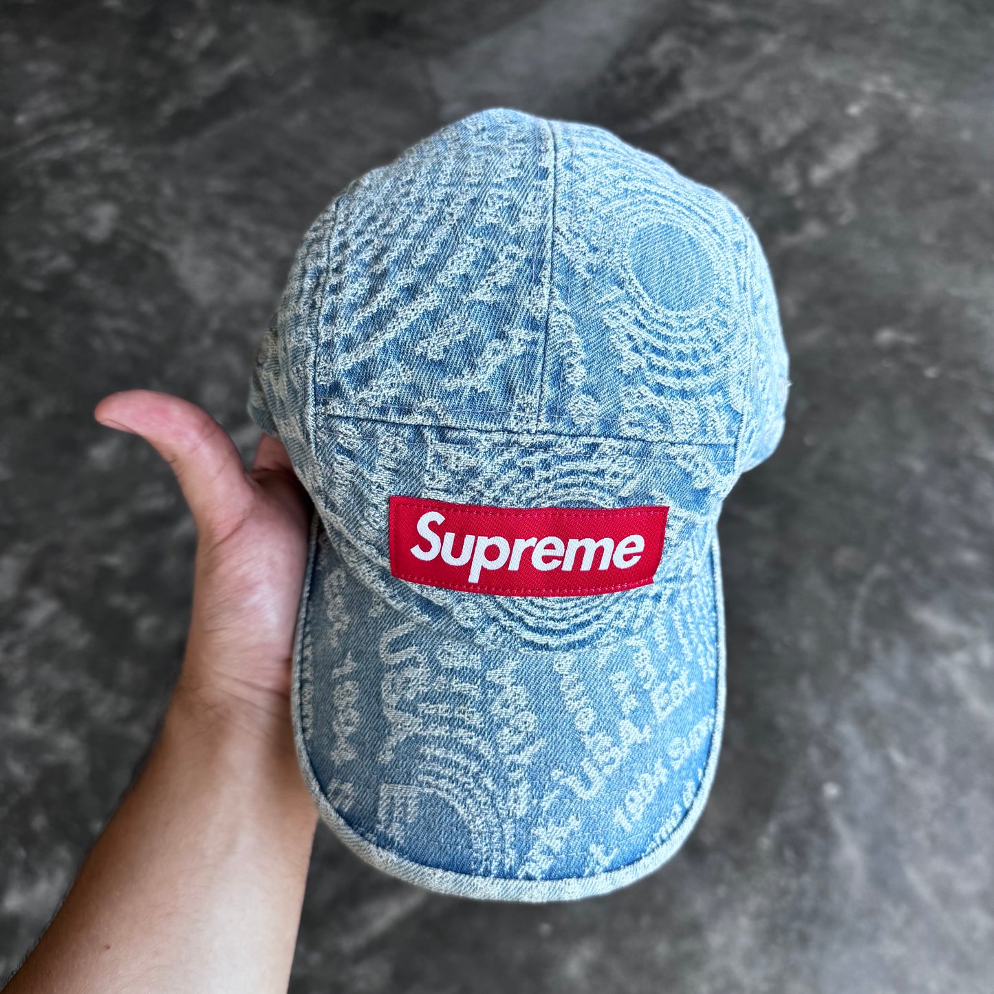 Supreme Circles Jacquard Denim Camp Cap