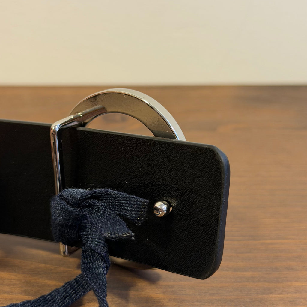 Moncler Logo Buckle Black Leather Belt