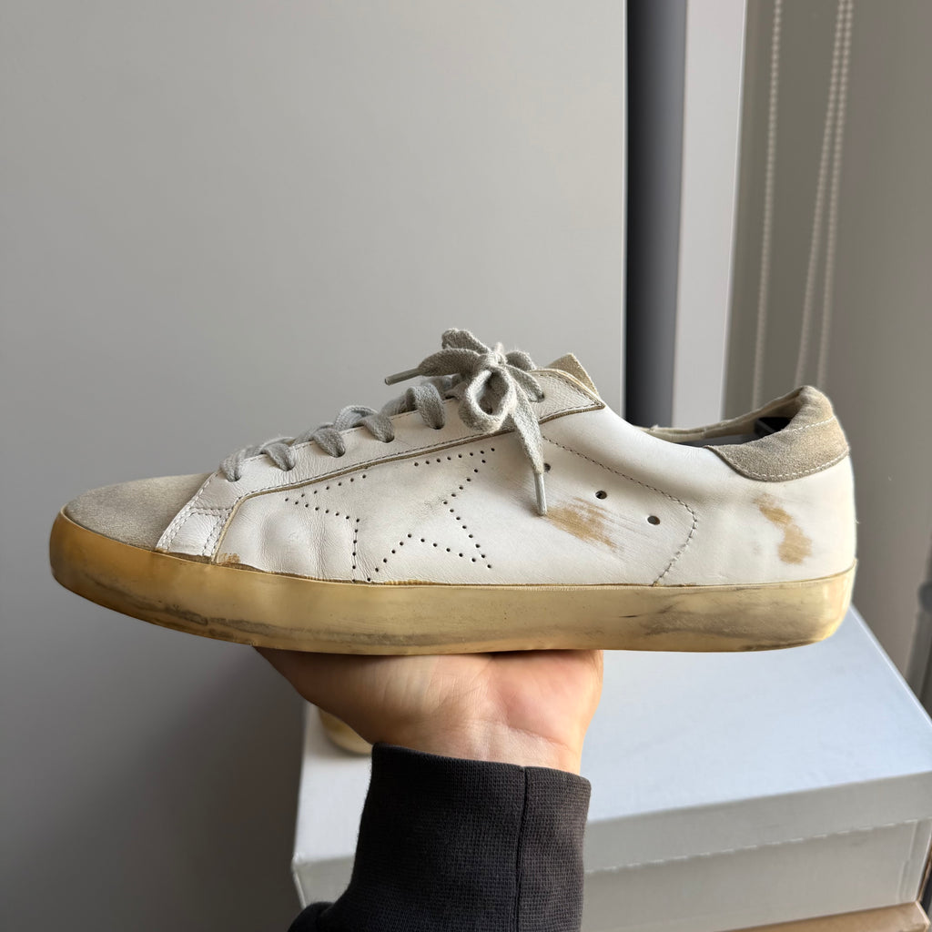 Golden Goose Superstar Sneakers Distressed White Grey