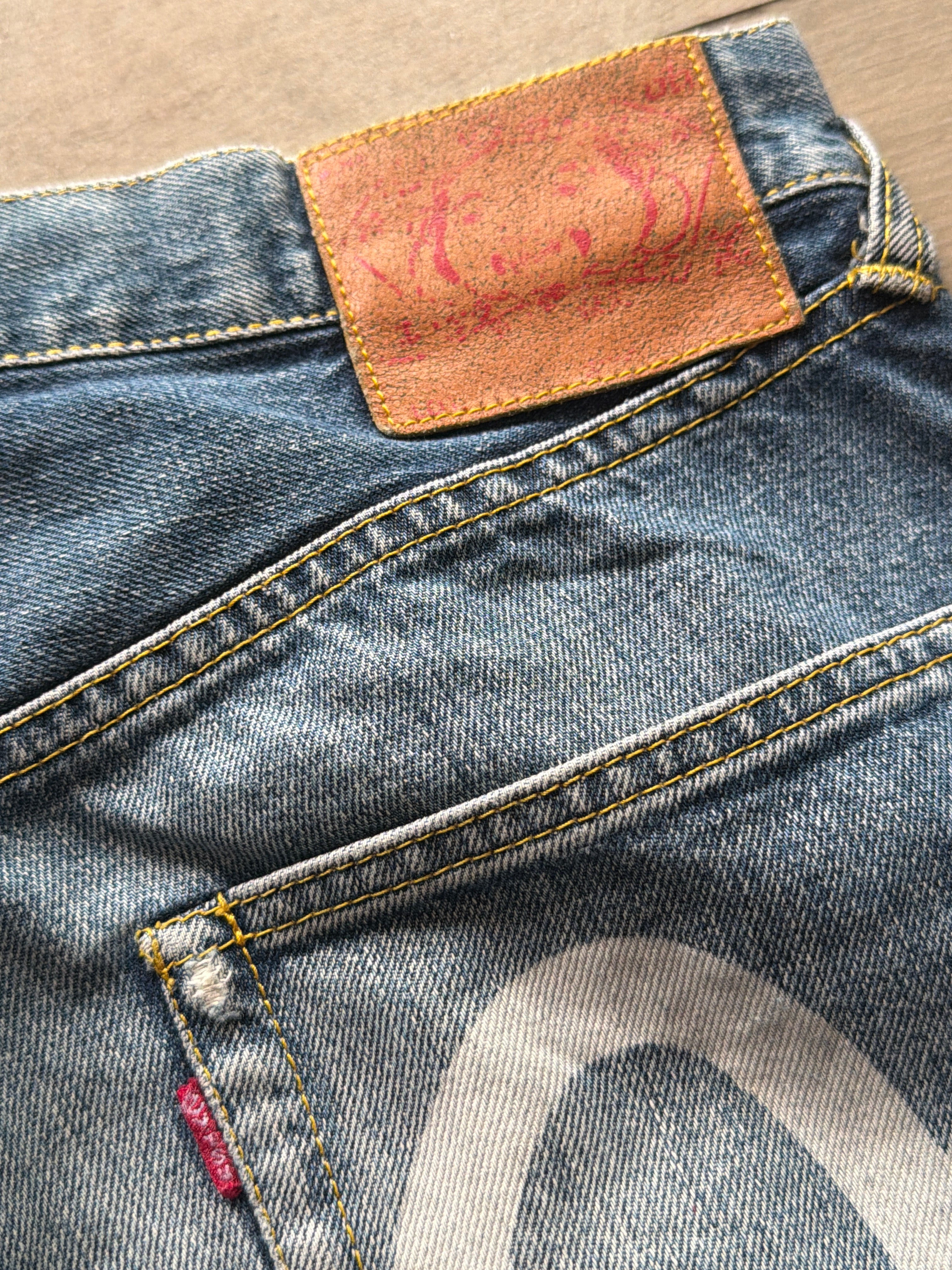 Evisu Osaka Faded Denim Vintage Blue Jeans