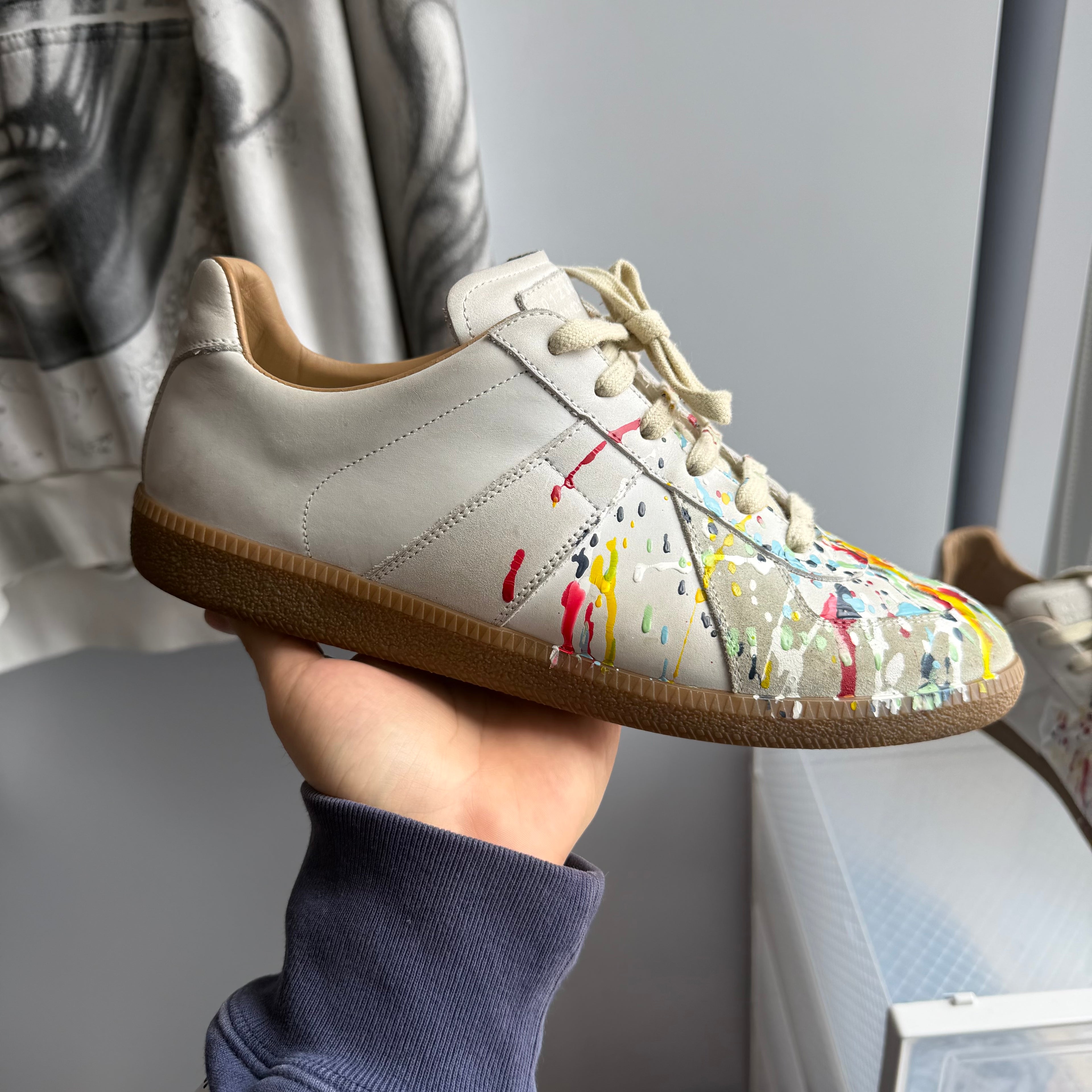 Maison Margiela Paint Splatter Replica GAT Sneaker White/Gum