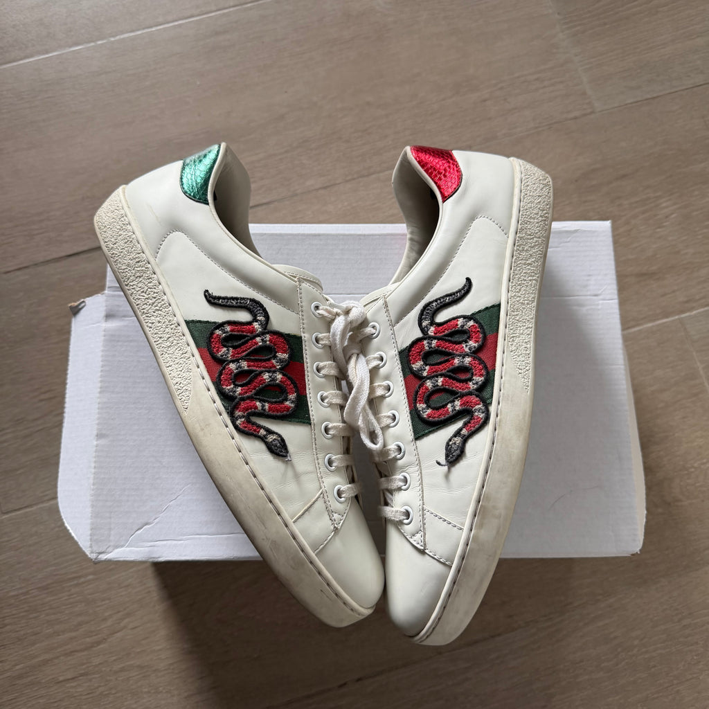 Gucci Ace Embroidered Snake Sneakers (10US)