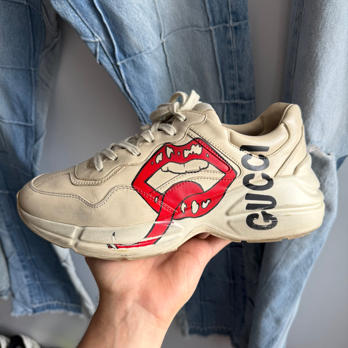 Gucci Rhyton Mouth-Print Sneakers (8.5US)