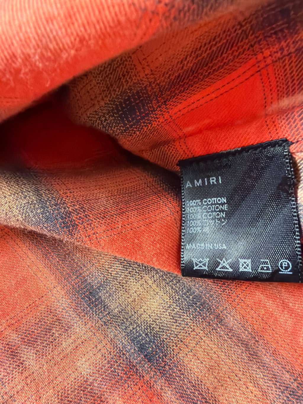 Amiri Plaid Print Logo Sleeve Button Up Shirt