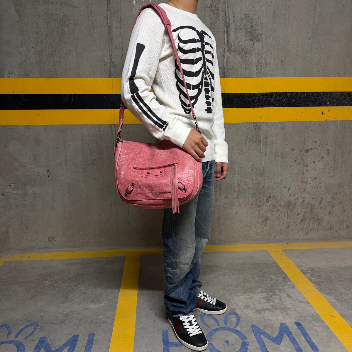 Balenciaga City Folk Messenger Bag Pink