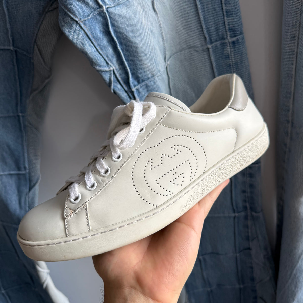 Gucci Ace Perforated Interlocking G White (7.5US)