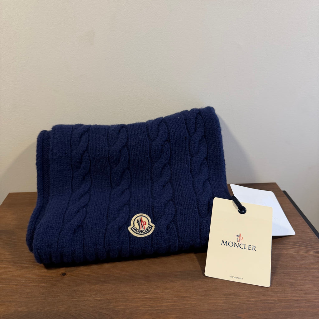 Moncler Wool Knit Scarf Blue