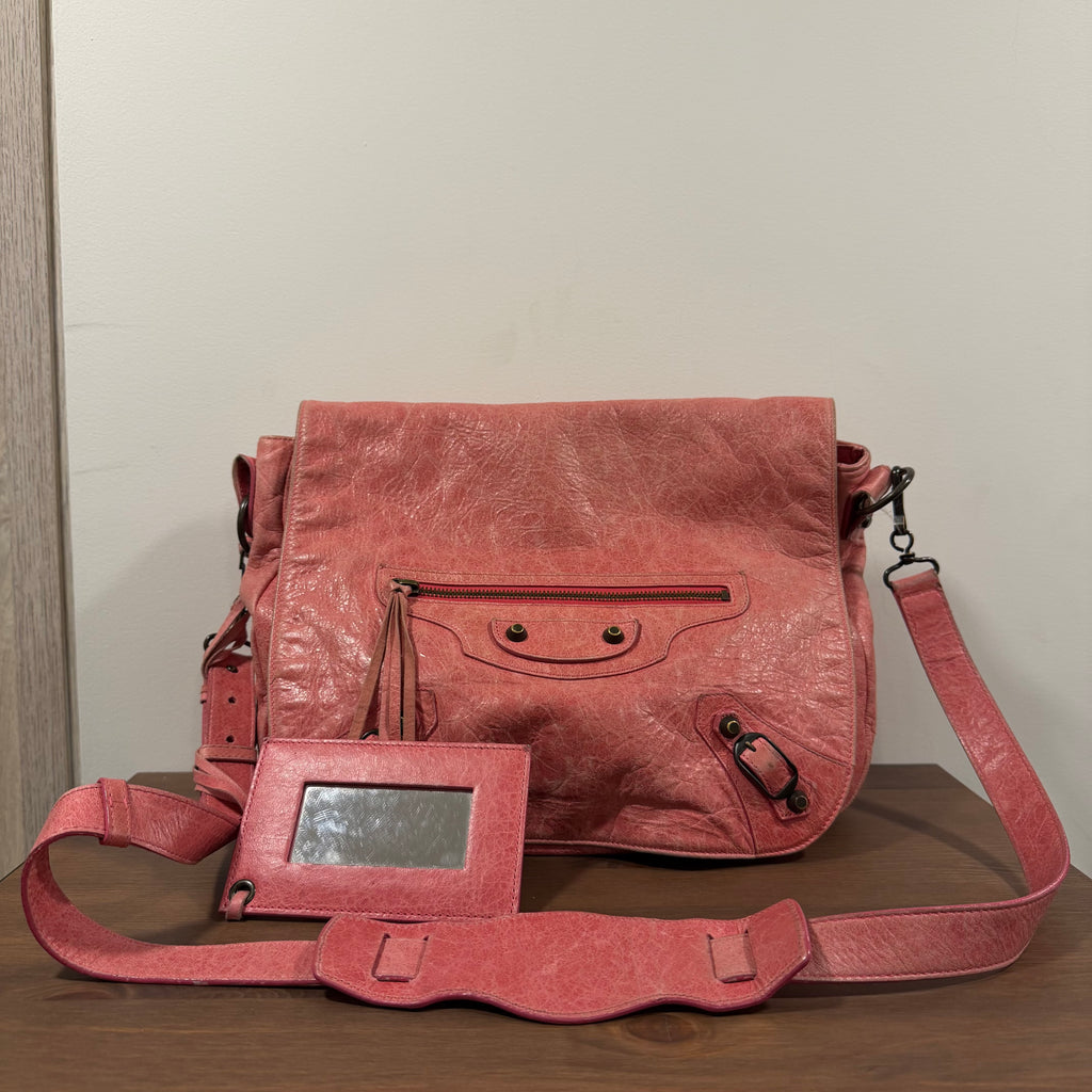 Balenciaga City Folk Messenger Bag Pink