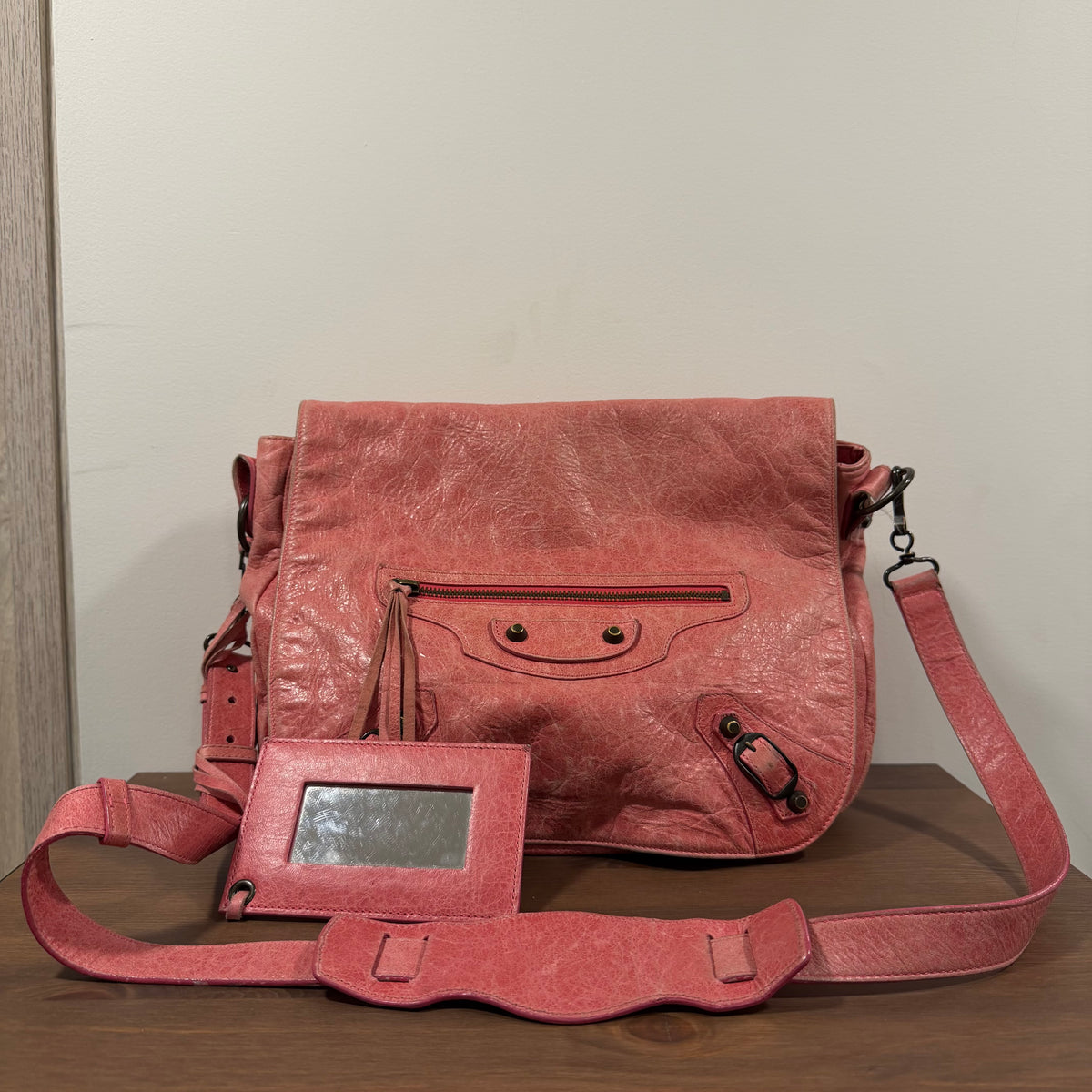 Balenciaga City Folk Messenger Bag Pink