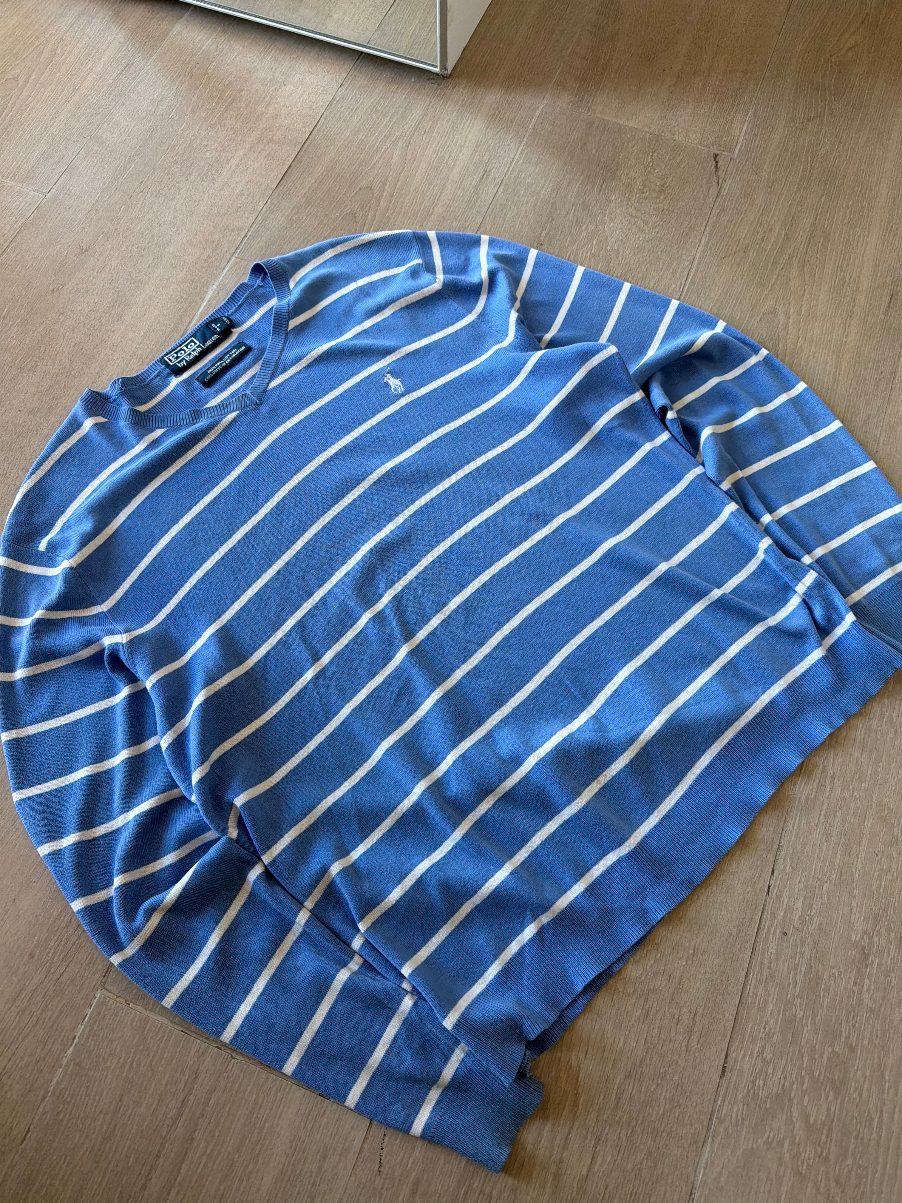 00s Ralph Lauren Stripe Crewneck Blue