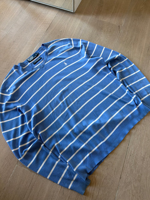 00s Ralph Lauren Stripe Crewneck Blue