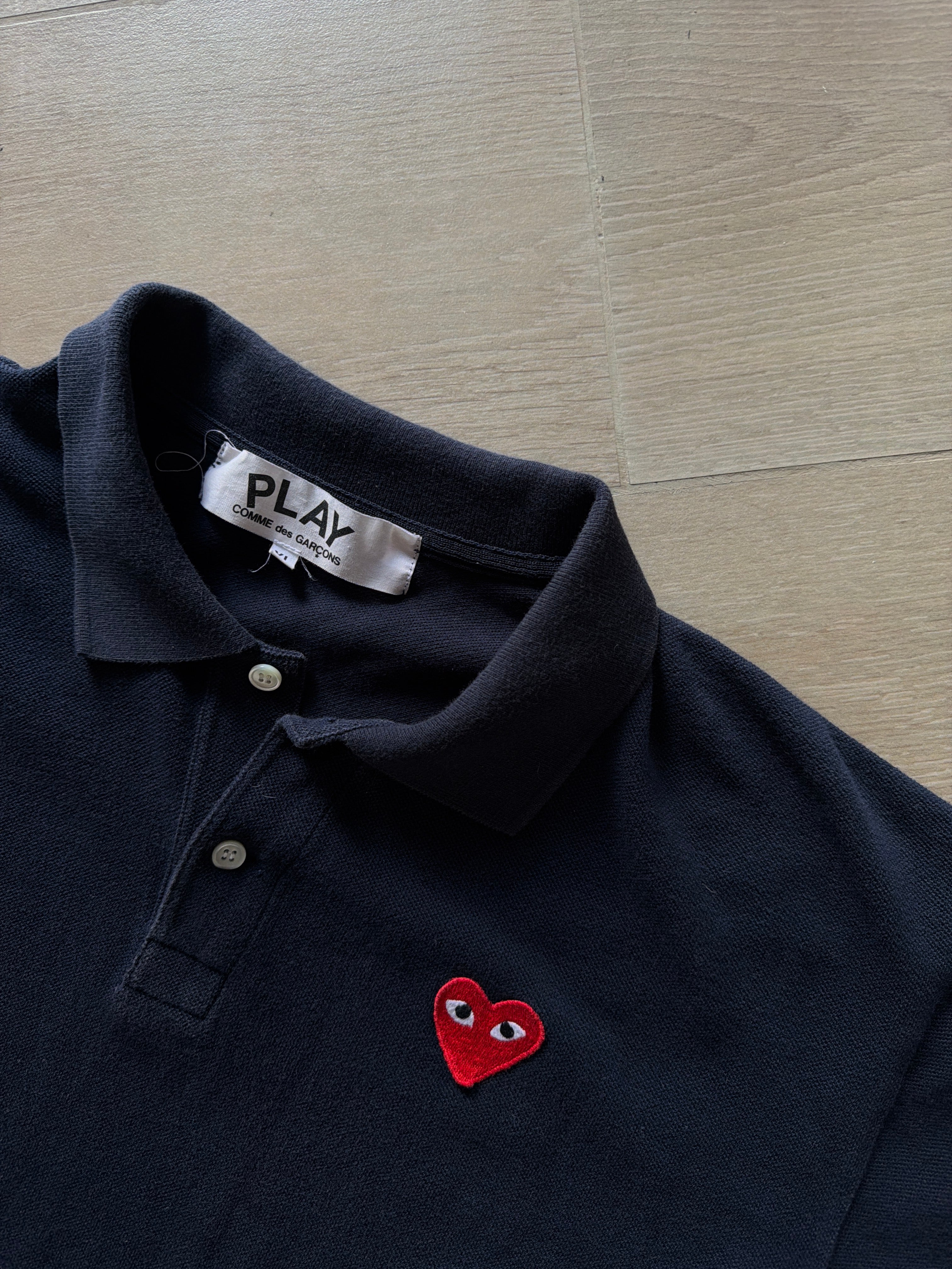 Comme Des Garçons PLAY Mini Heart Polo Shirt Navy
