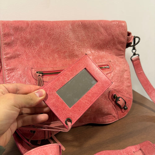 Balenciaga City Folk Messenger Bag Pink