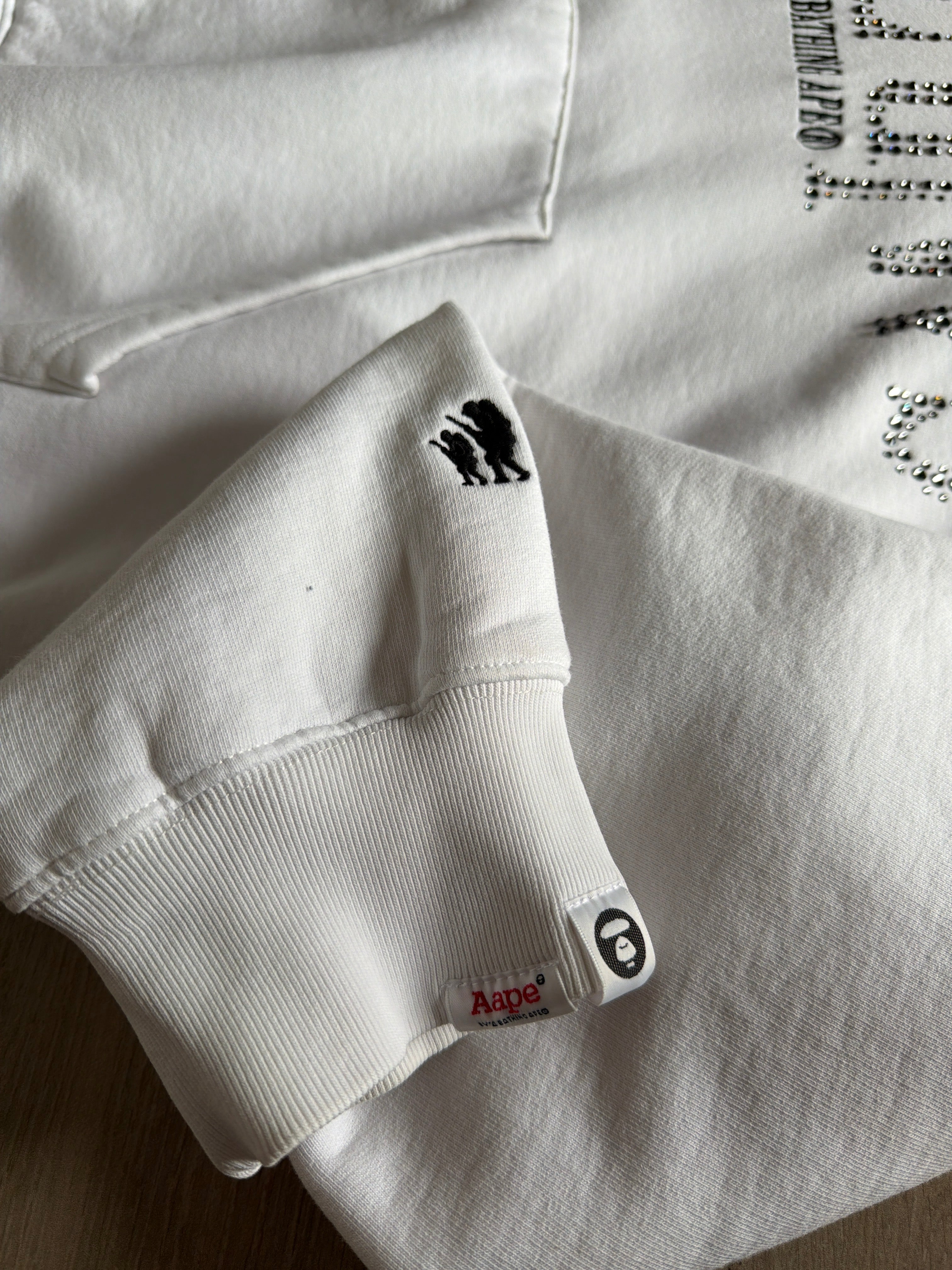 AAPE By a Bathing Ape Rhinestone-Ogo Cotton-Bend Hoodie