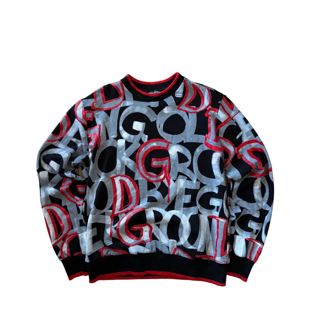 Dolce&Gabanna Black Multicolor Graffiti Print Sweatshirt
