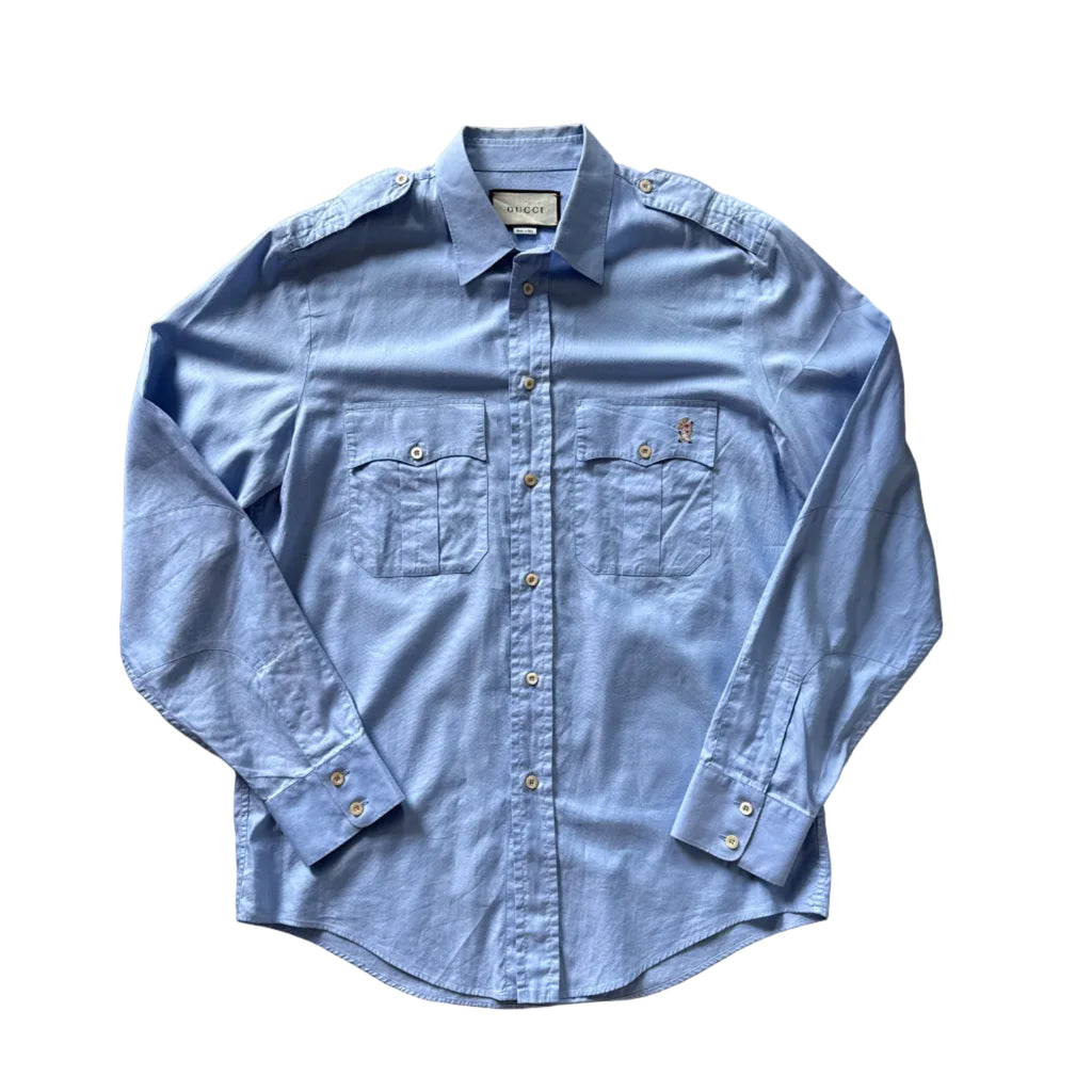 Gucci Embroidered Sheep Shirt Blue
