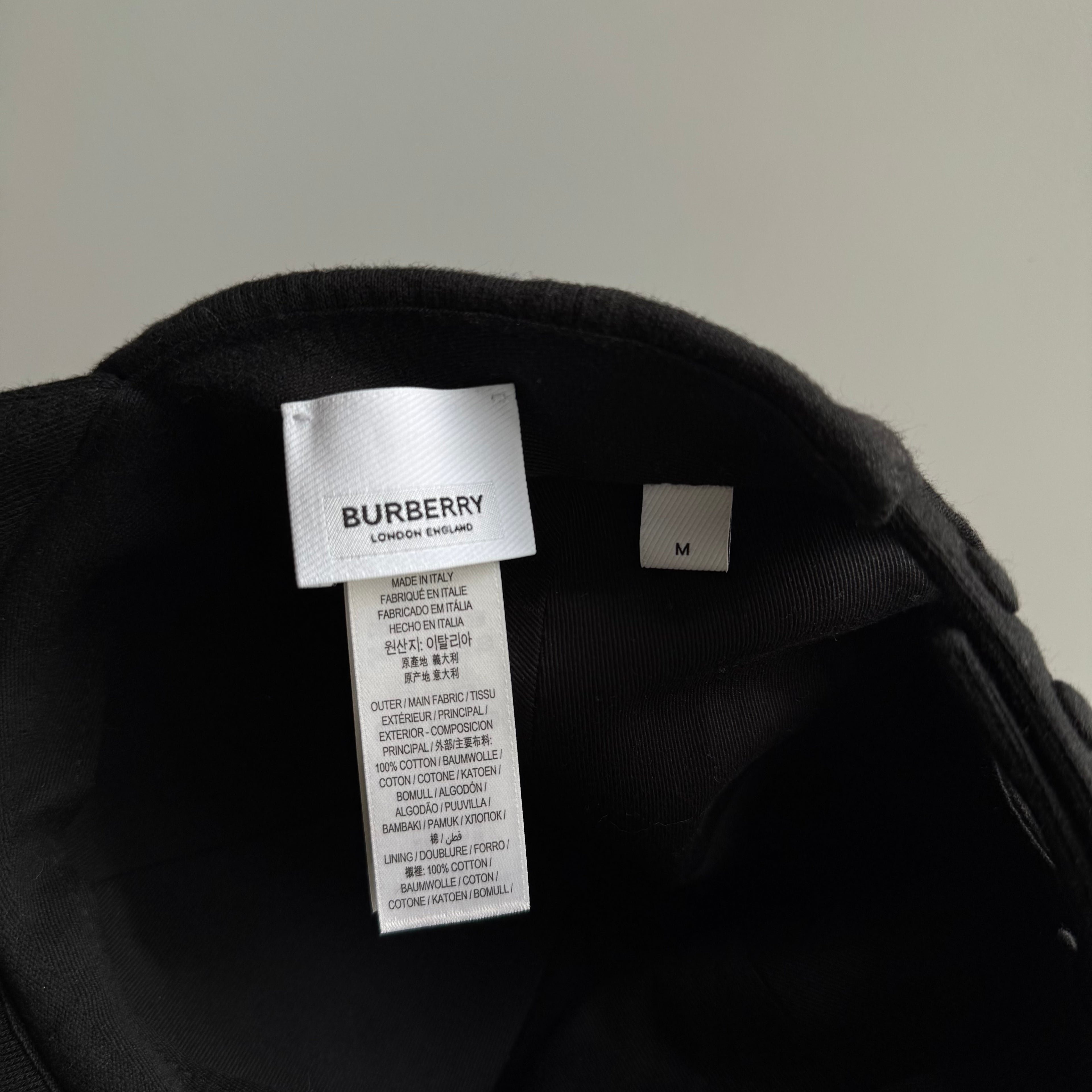Burberry Monogram Motif Jersey Cotton Baseball Cap Black/White