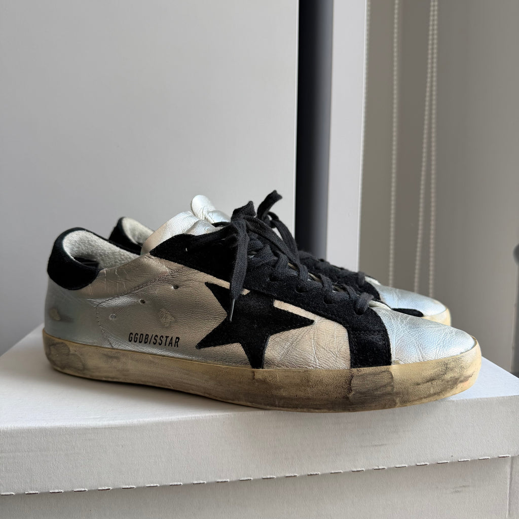 Golden Goose Super-Star Silver Semi Sneakers