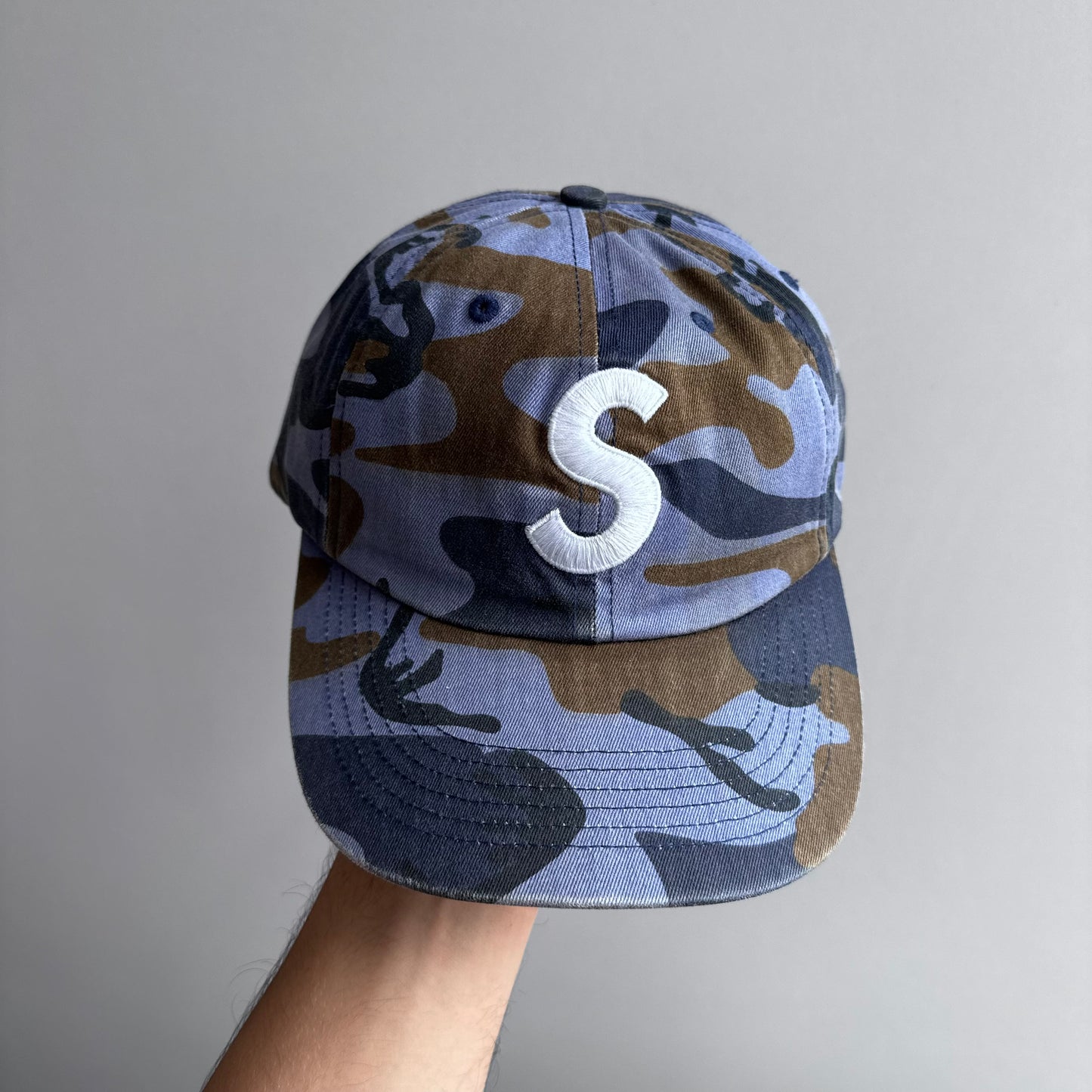 Supreme Pigment Coated S Logo 6-Panel Blue Camo