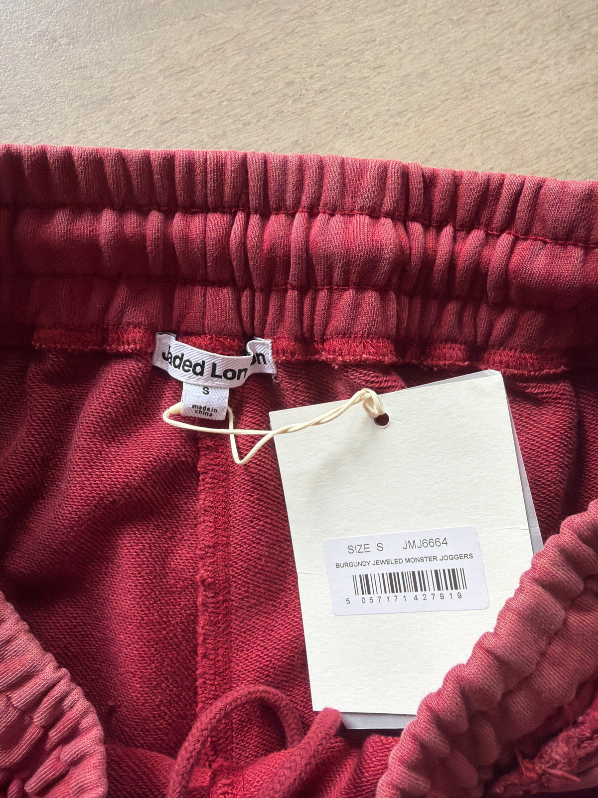 Jaded London Hardcore Jewel Monster Sweatpants Burgundy (S)