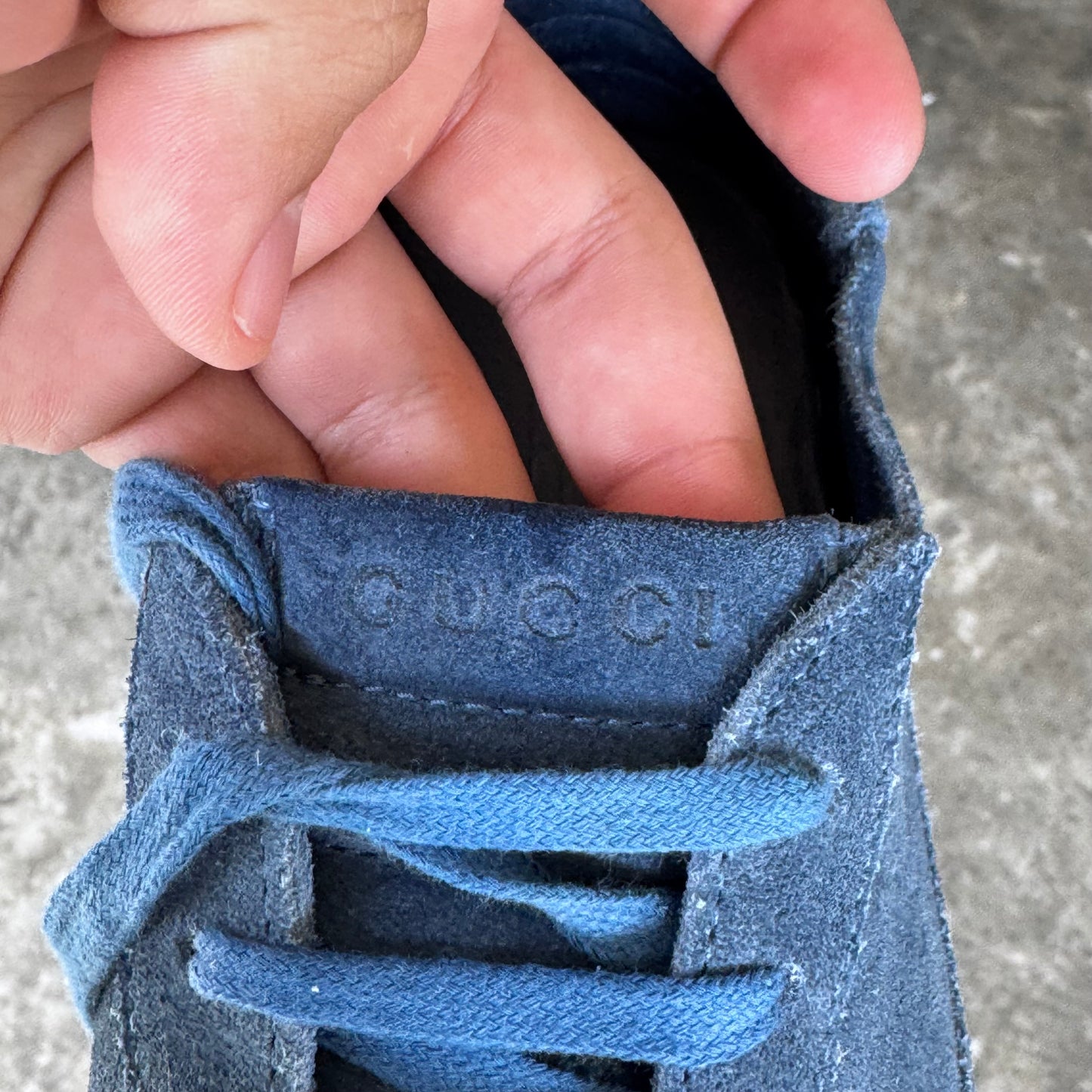 Gucci Limited Edition America Blue Suede Sneakers