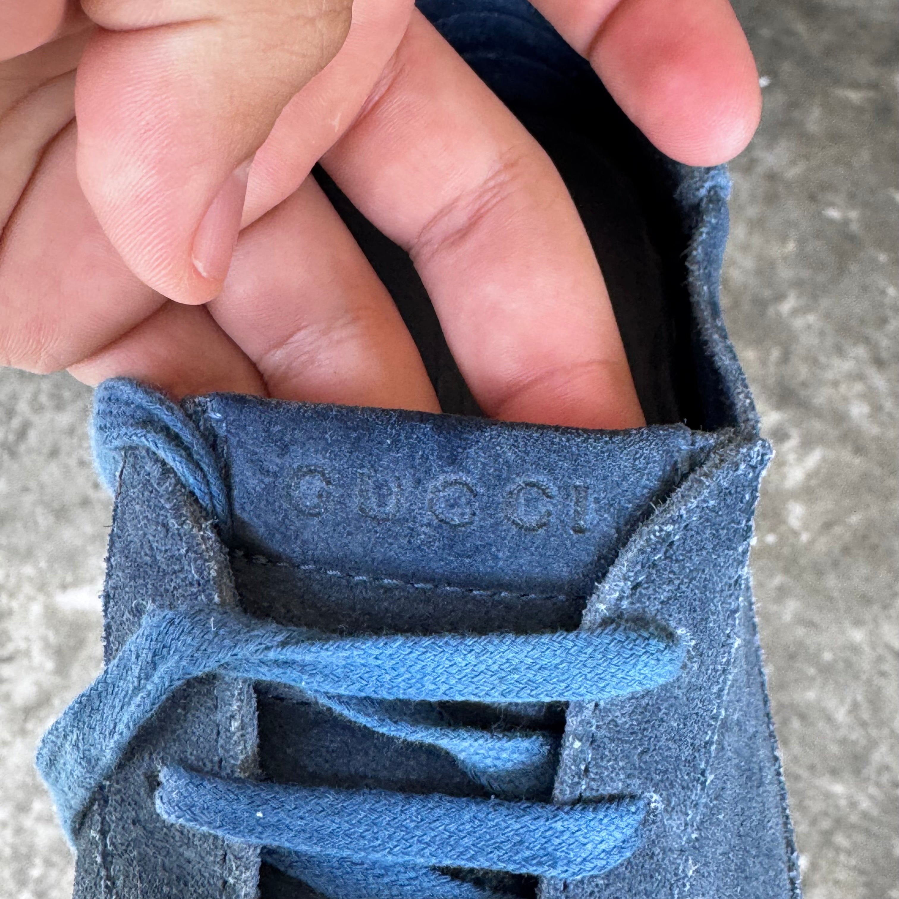 Gucci Limited Edition America Blue Suede Sneakers