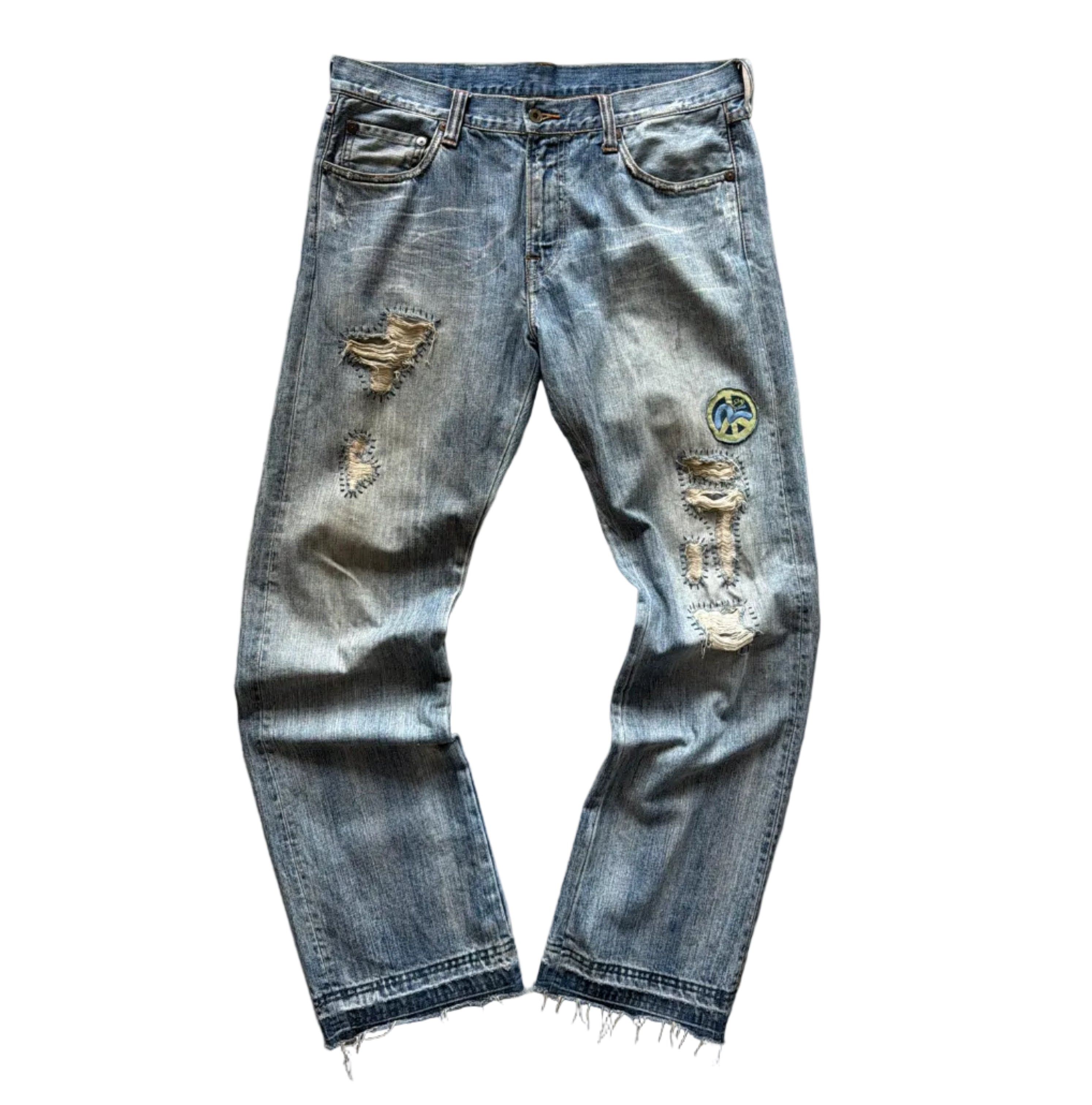 Evisu Sashiko Patch Denim Vintage Blue Jeans