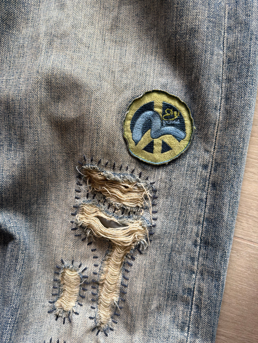 Evisu Sashiko Patch Denim Vintage Blue Jeans