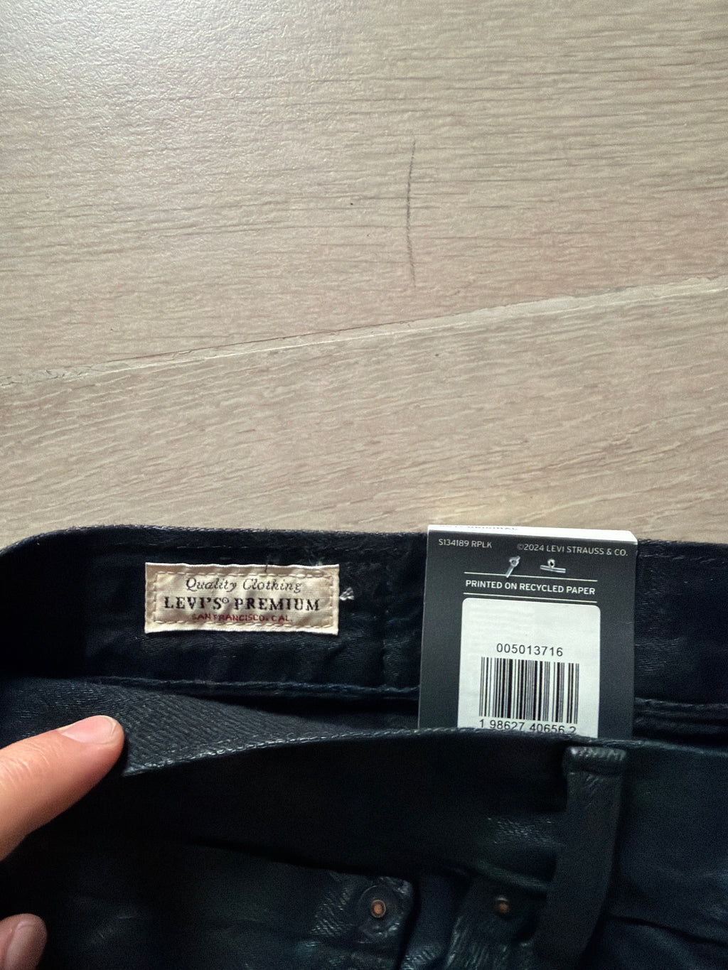 Levis Premium 501 Waxed Coated Denim Jeans Black