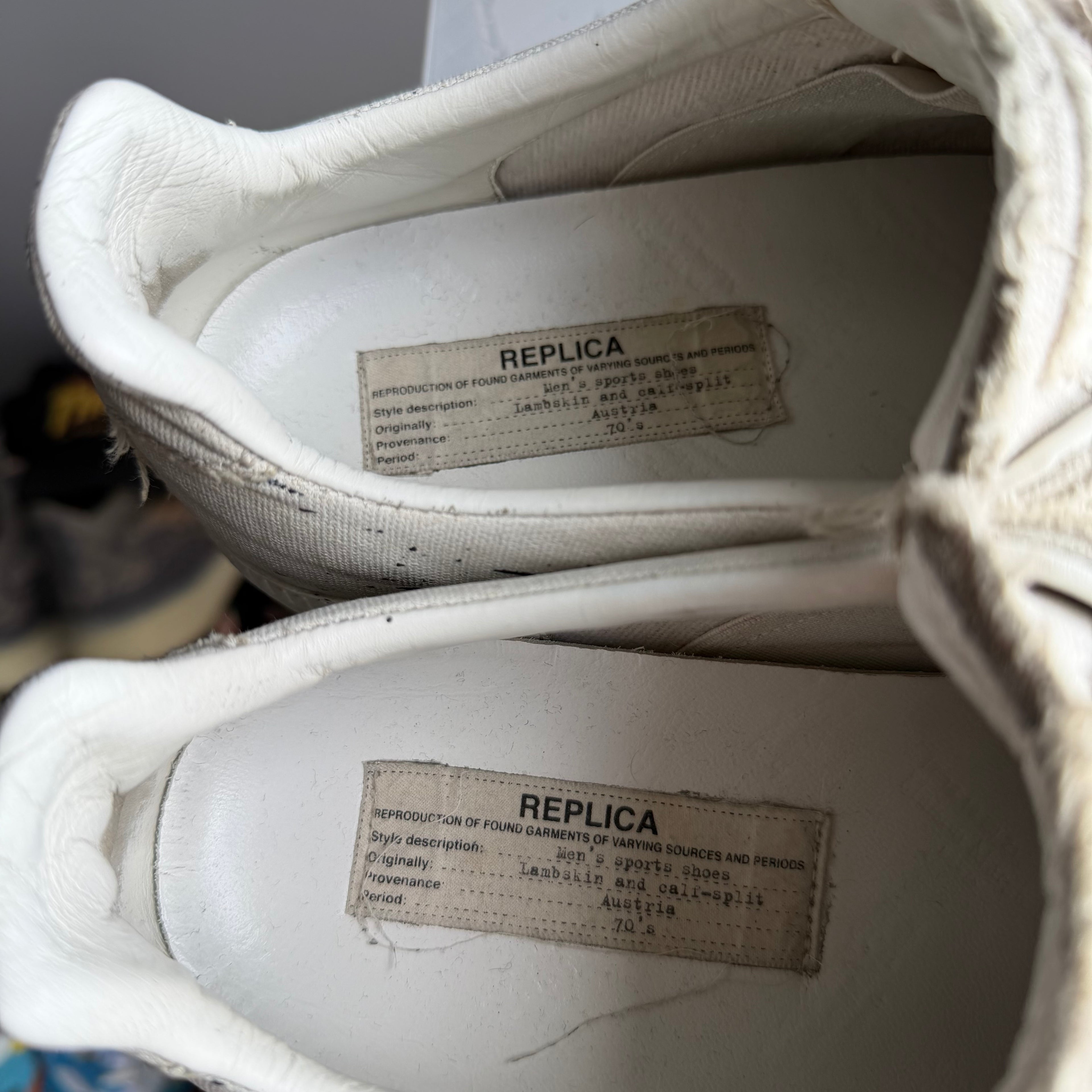 Maison Margiela Paint Splatter Replica GAT Canva Sneaker White/Blue