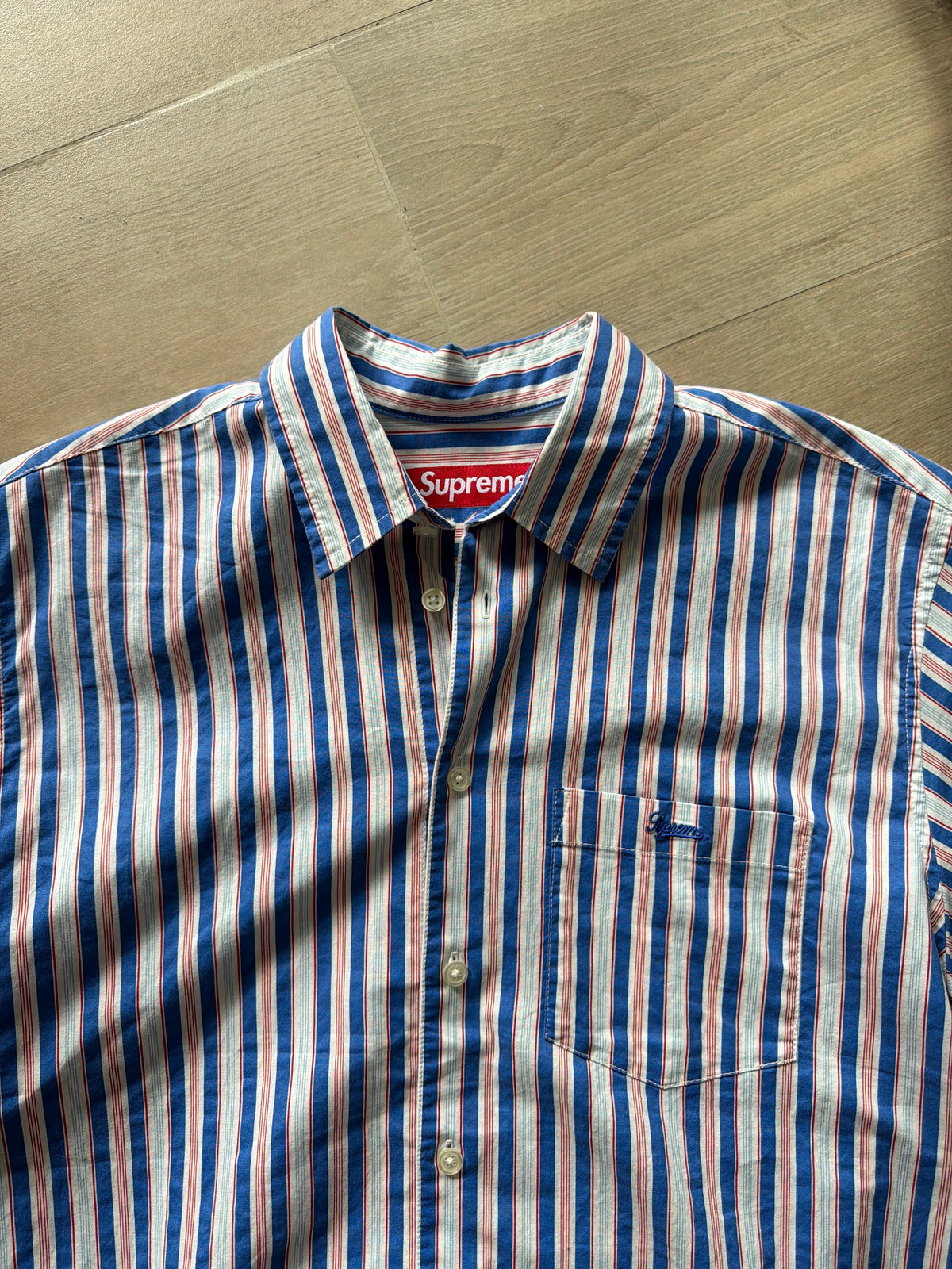 Supreme Loose Fit Multi Stripe Shirt Blue (S)