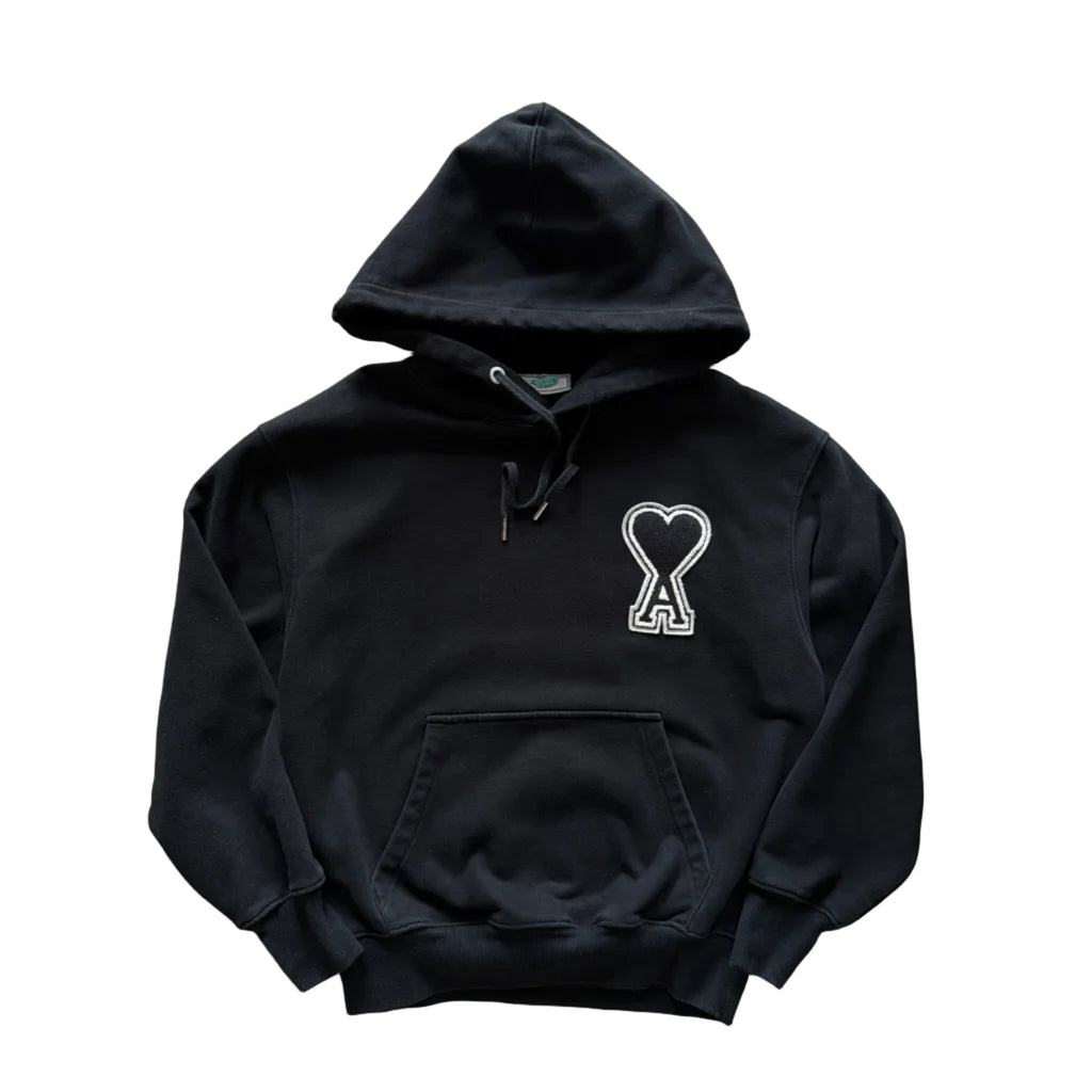AMI Paris De Coeur Big Logo Hoodie Black
