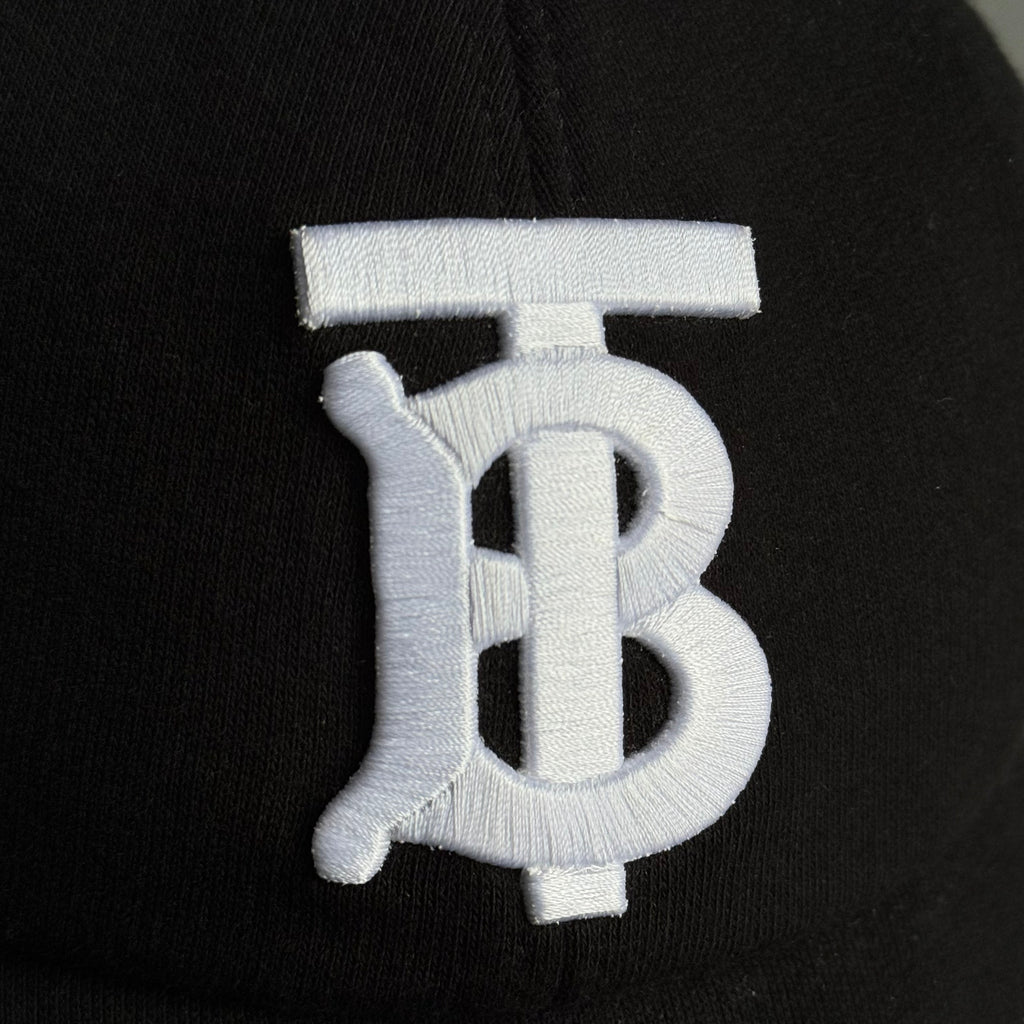 Burberry Monogram Motif Jersey Cotton Baseball Cap Black/White