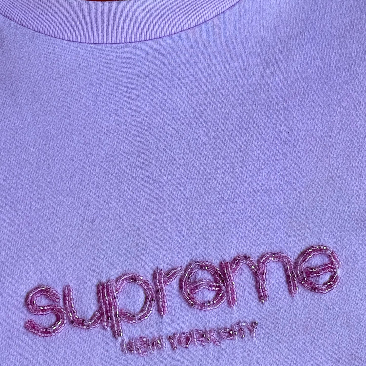 Supreme Beaded Logo Pink Tee