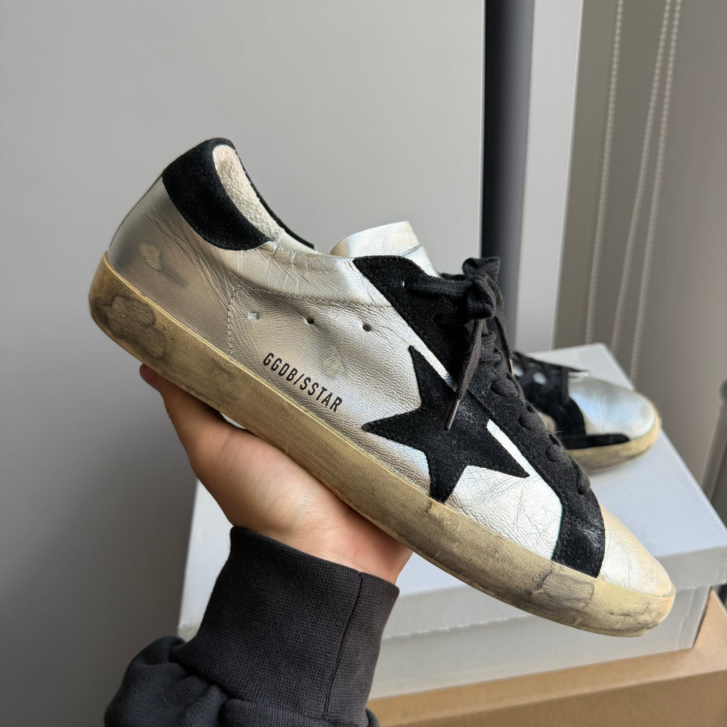 Golden Goose Super-Star Silver Semi Sneakers