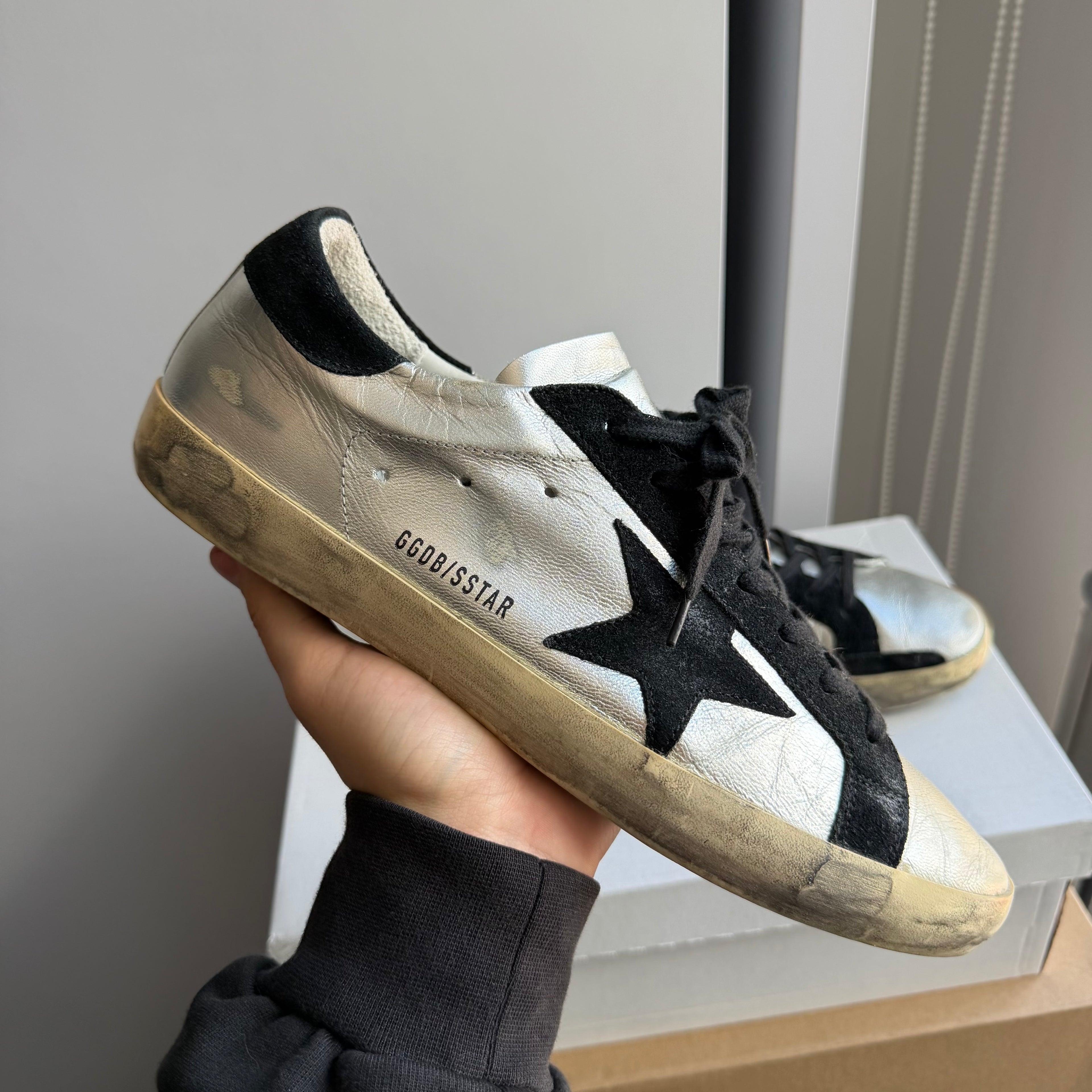 Golden Goose Super-Star Silver Semi Sneakers
