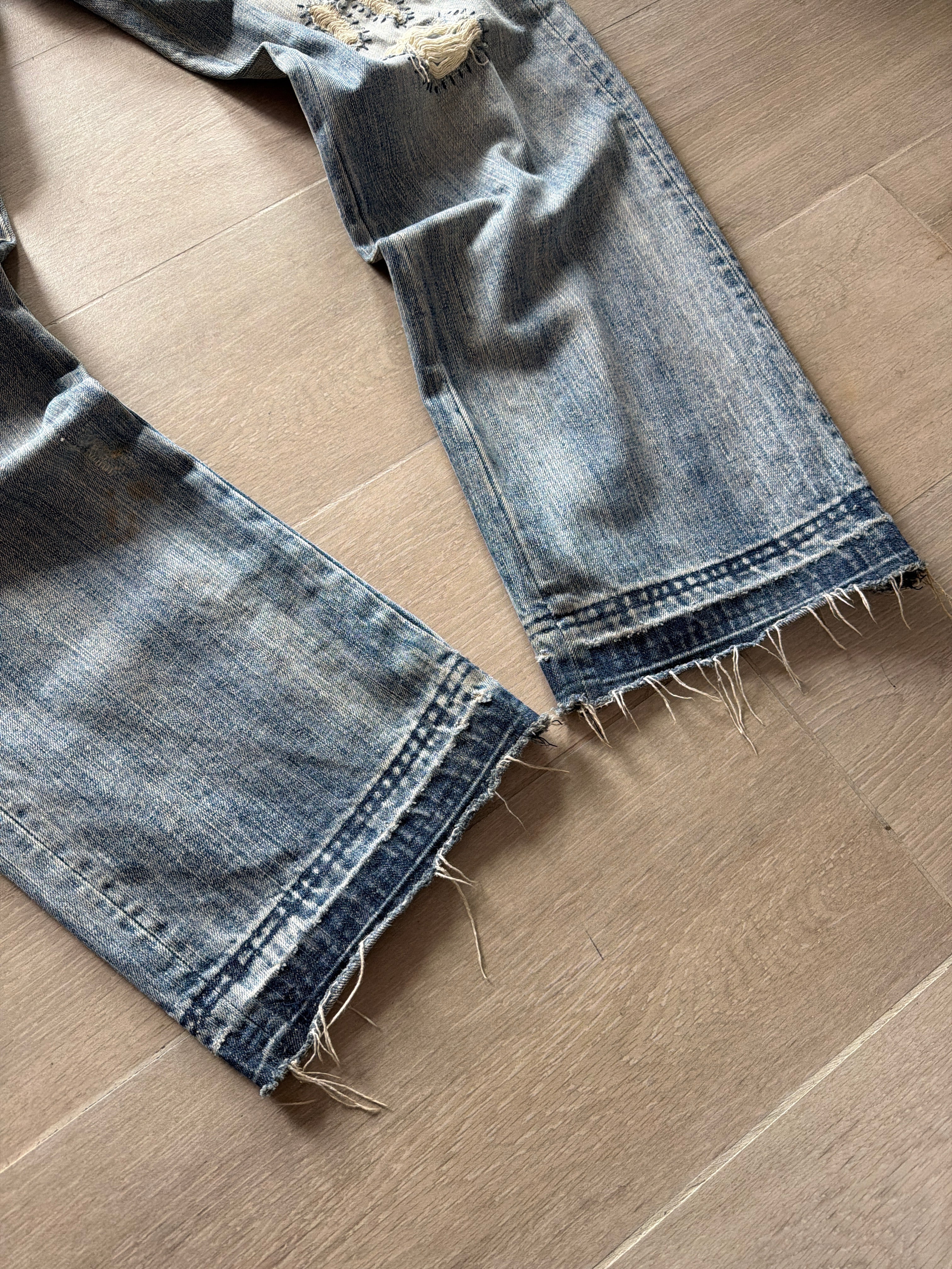 Evisu Sashiko Patch Denim Vintage Blue Jeans