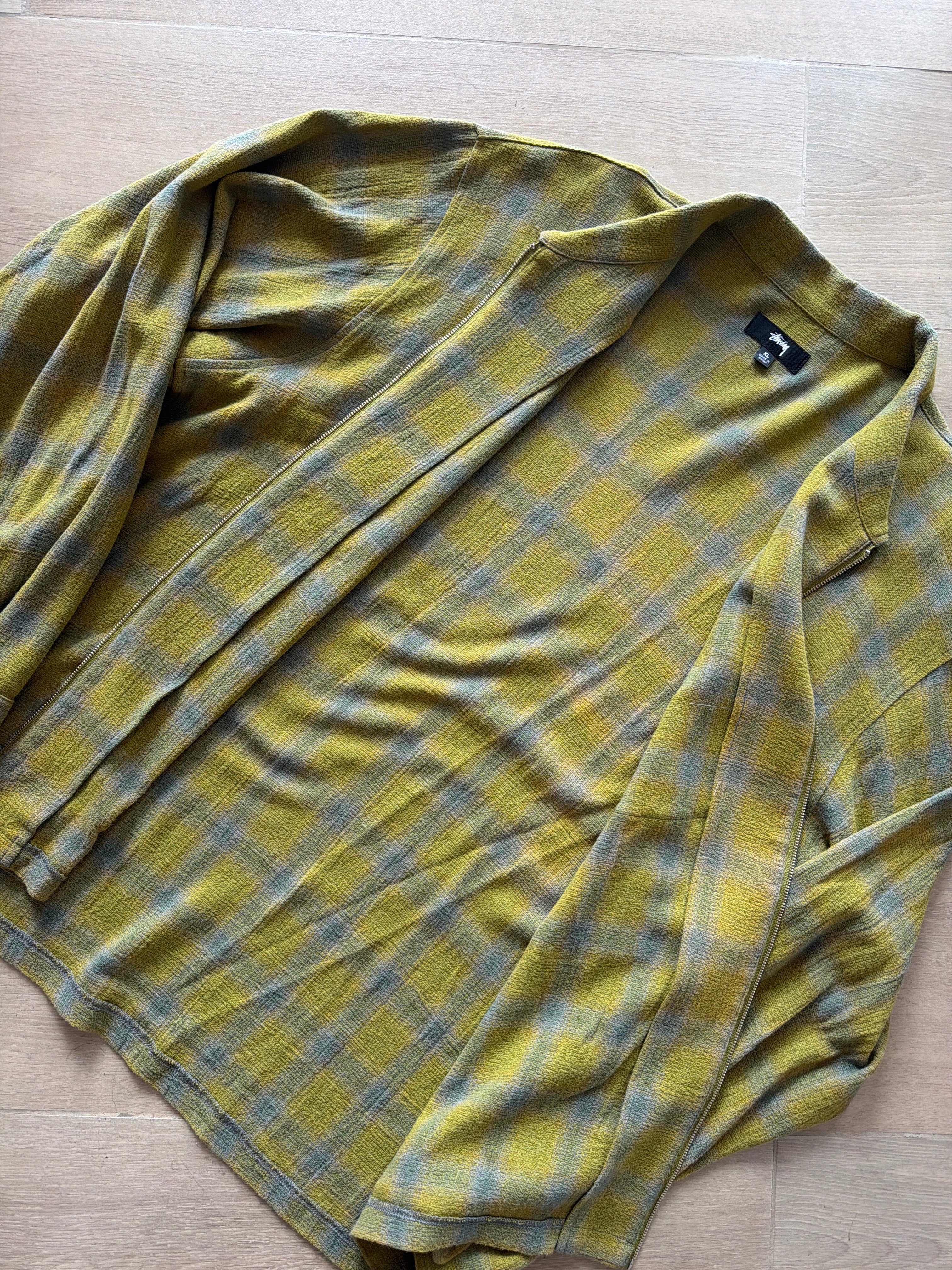 Stüssy Zip Twisted Yarn Plaid Shirt Green