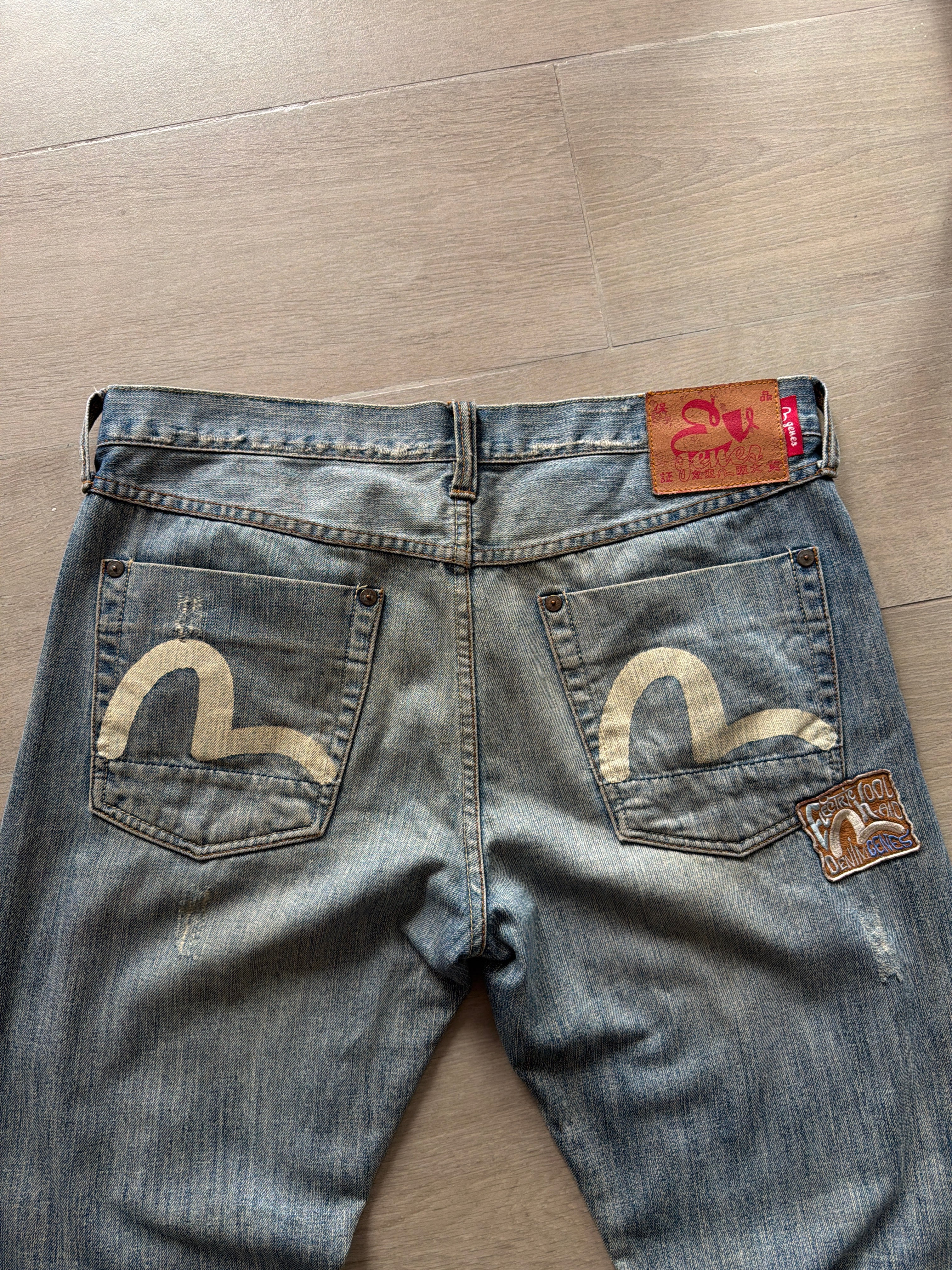 Evisu Sashiko Patch Denim Vintage Blue Jeans