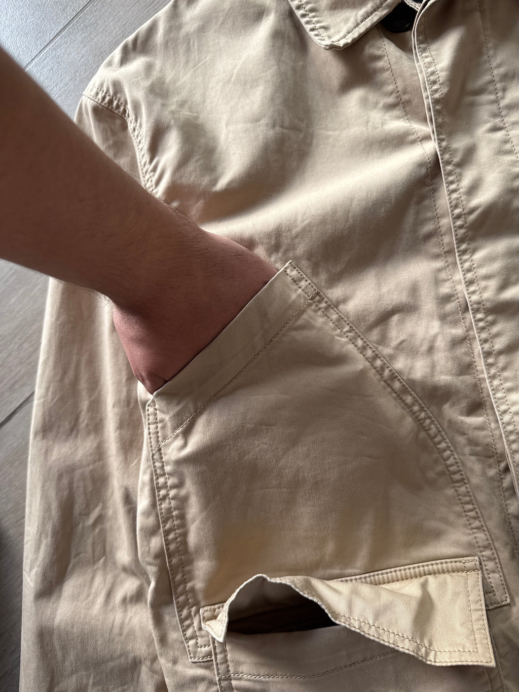 Maison Kitsuné Cotton Field Jacket Button Front Beige
