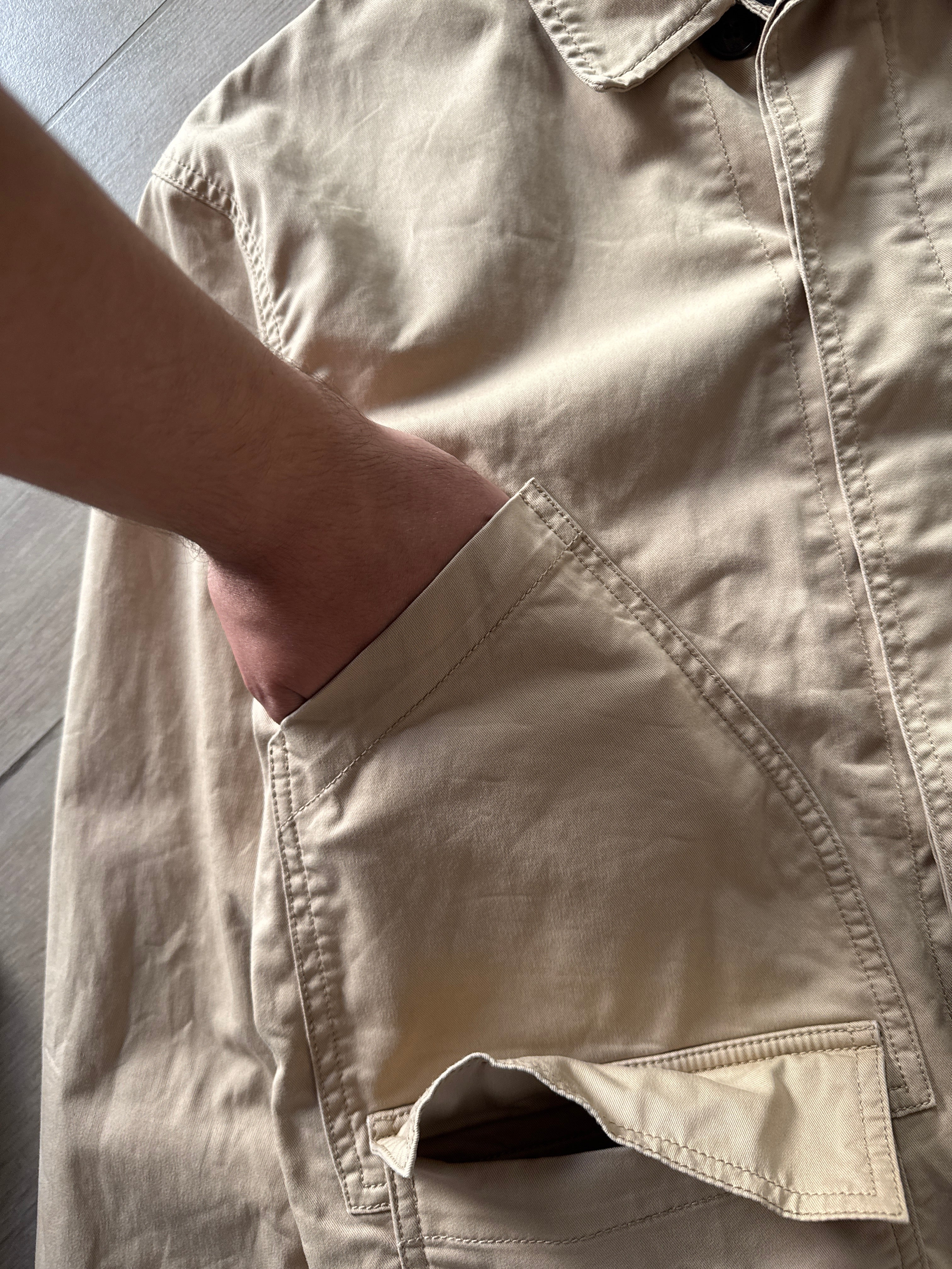 Maison Kitsuné Cotton Field Jacket Button Front Beige